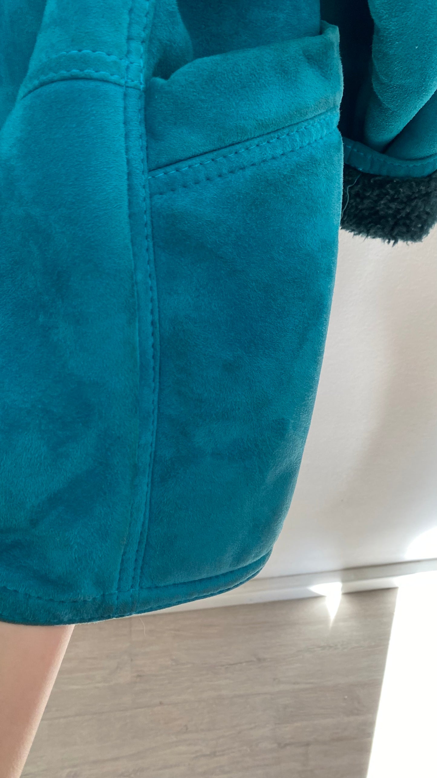 Teal shearling coat