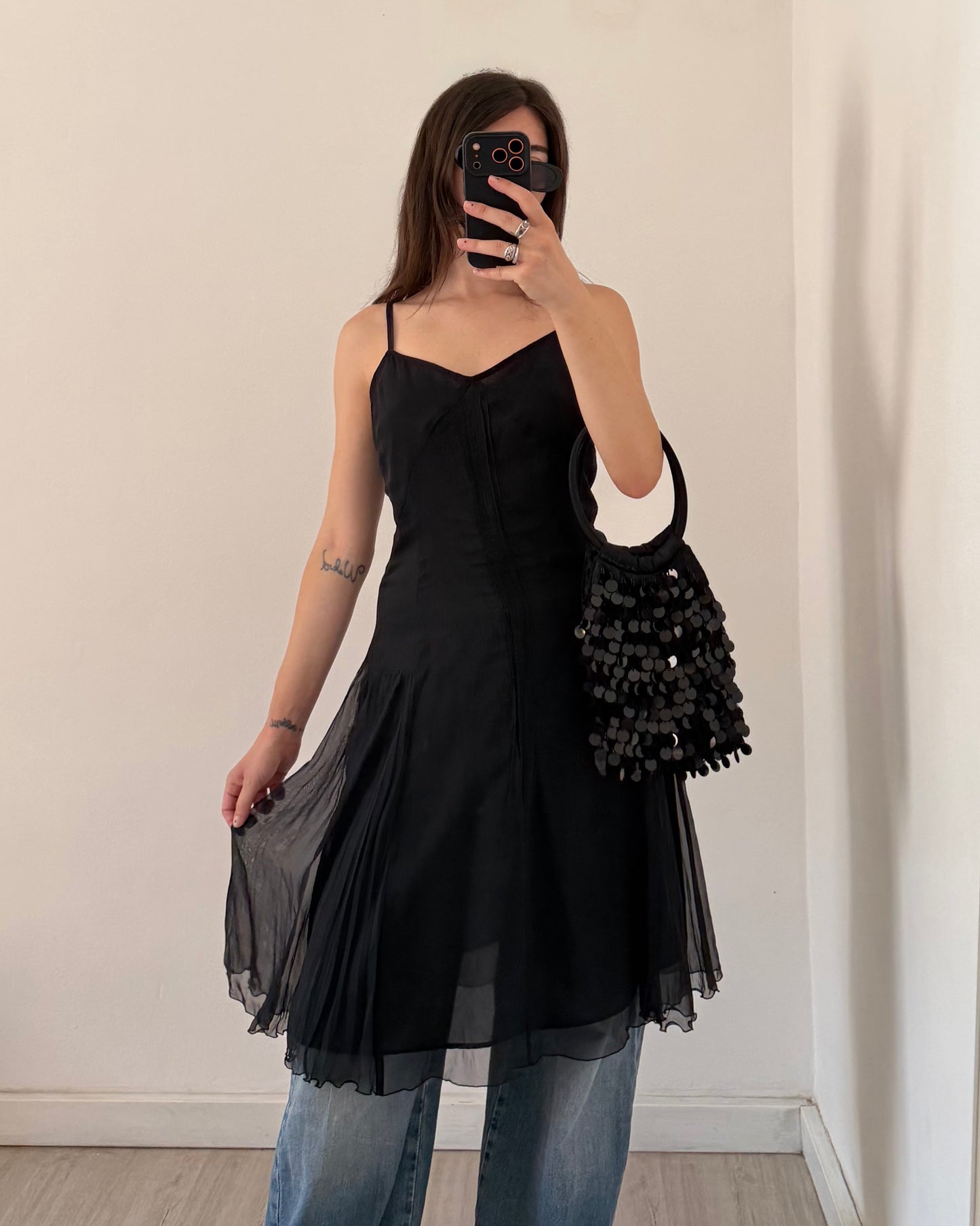 00s black midi dress