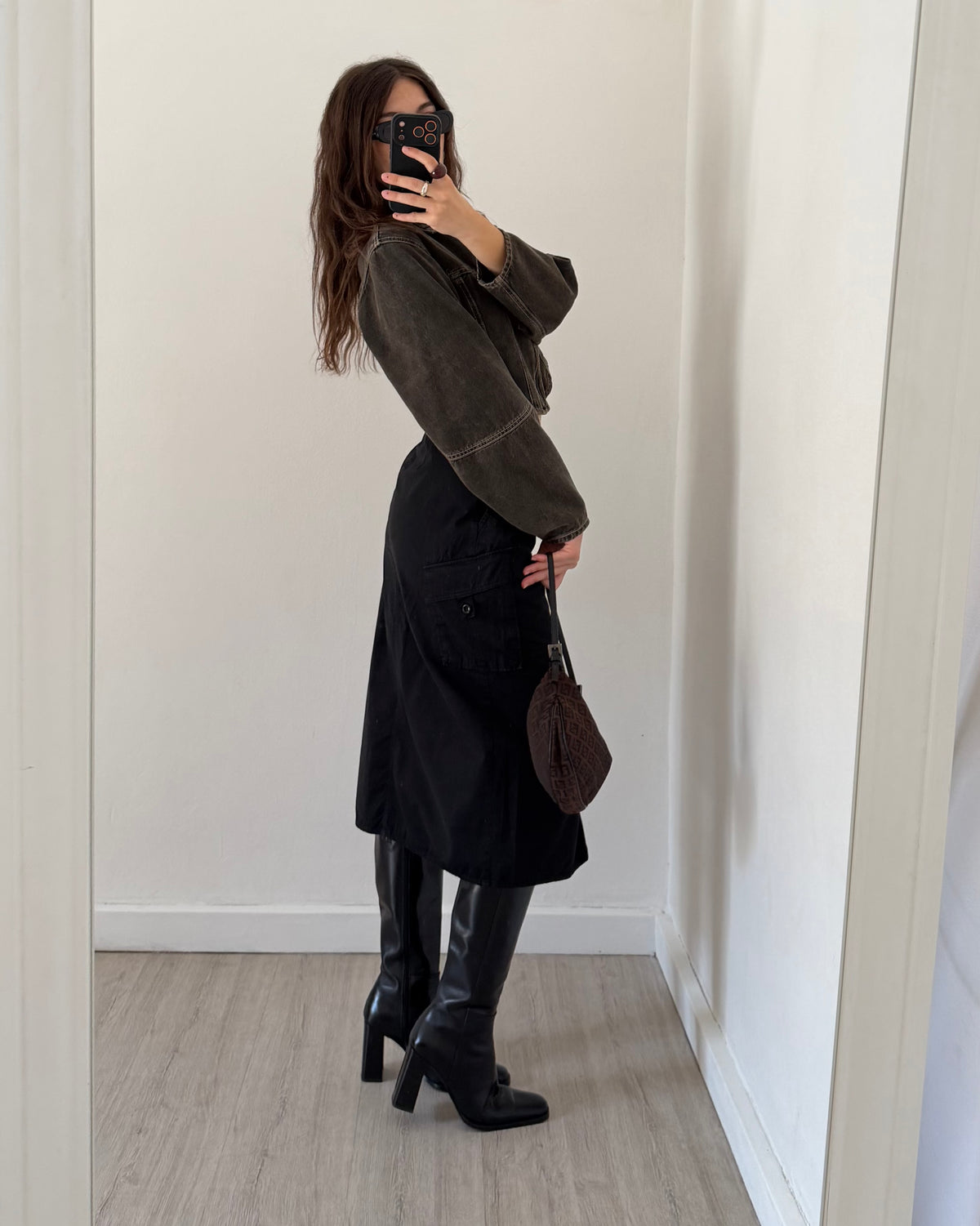 00s black cargo skirt