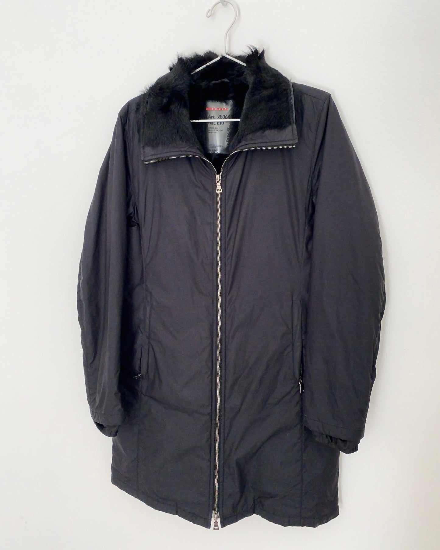 Prada nylon jacket with fur lining