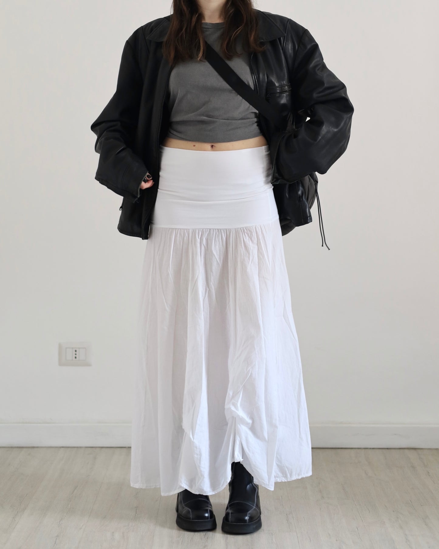 Cotton ruched skirt