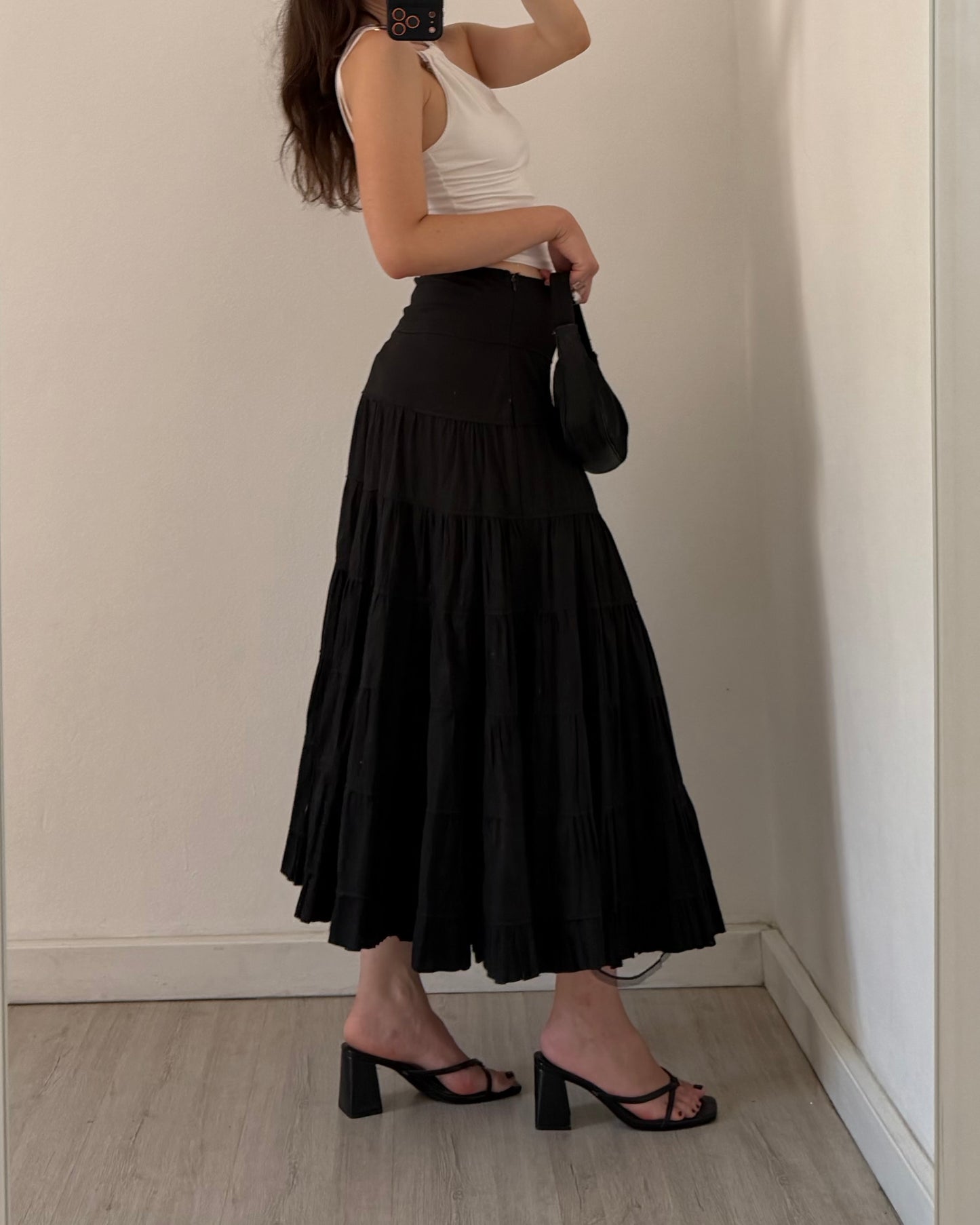 Cotton tiered maxi skirt