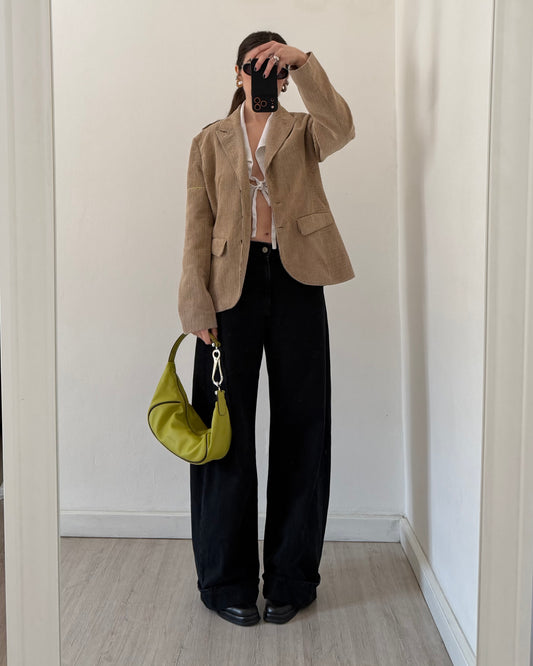 00s cord blazer with embroidery