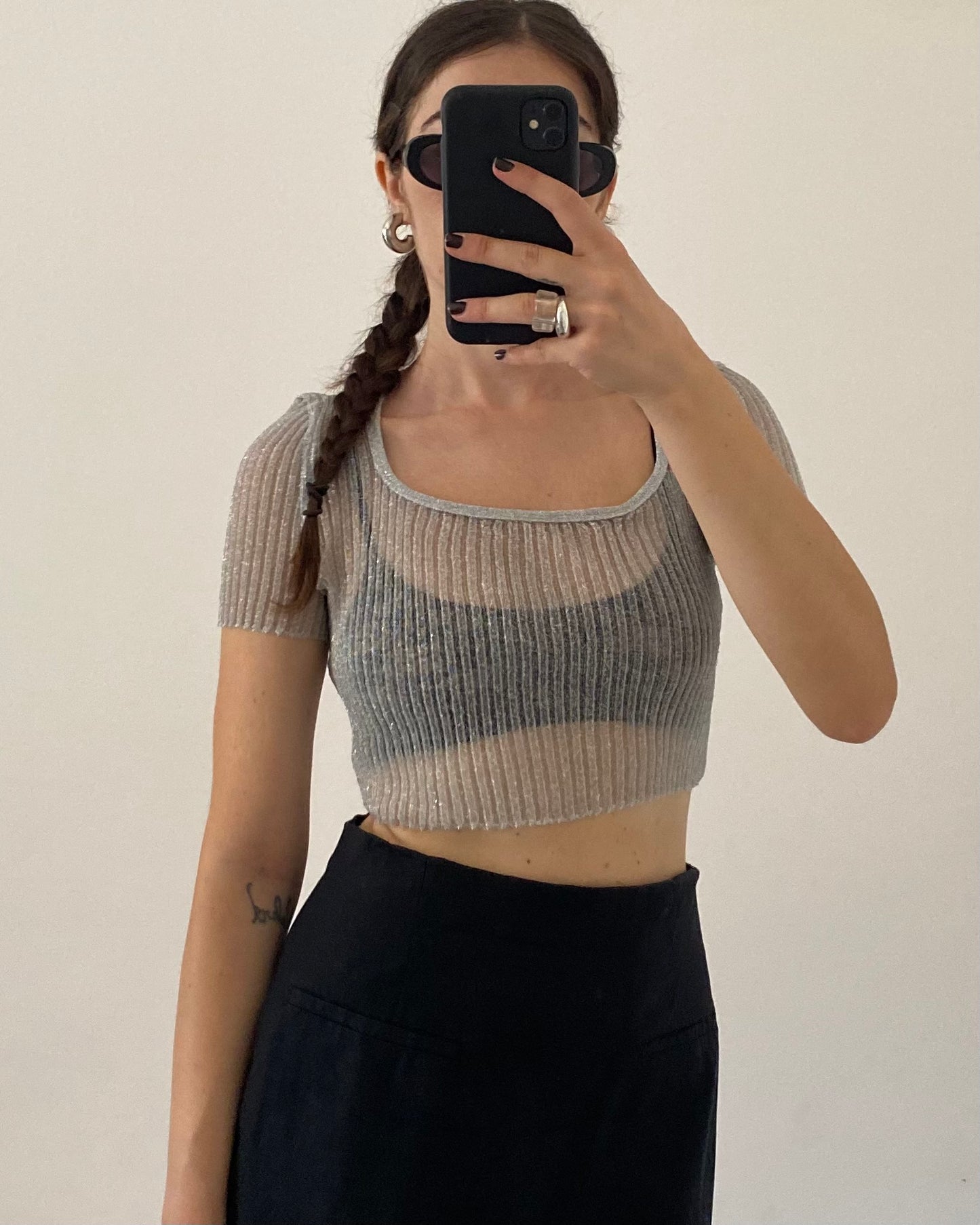 90s silver lurex top