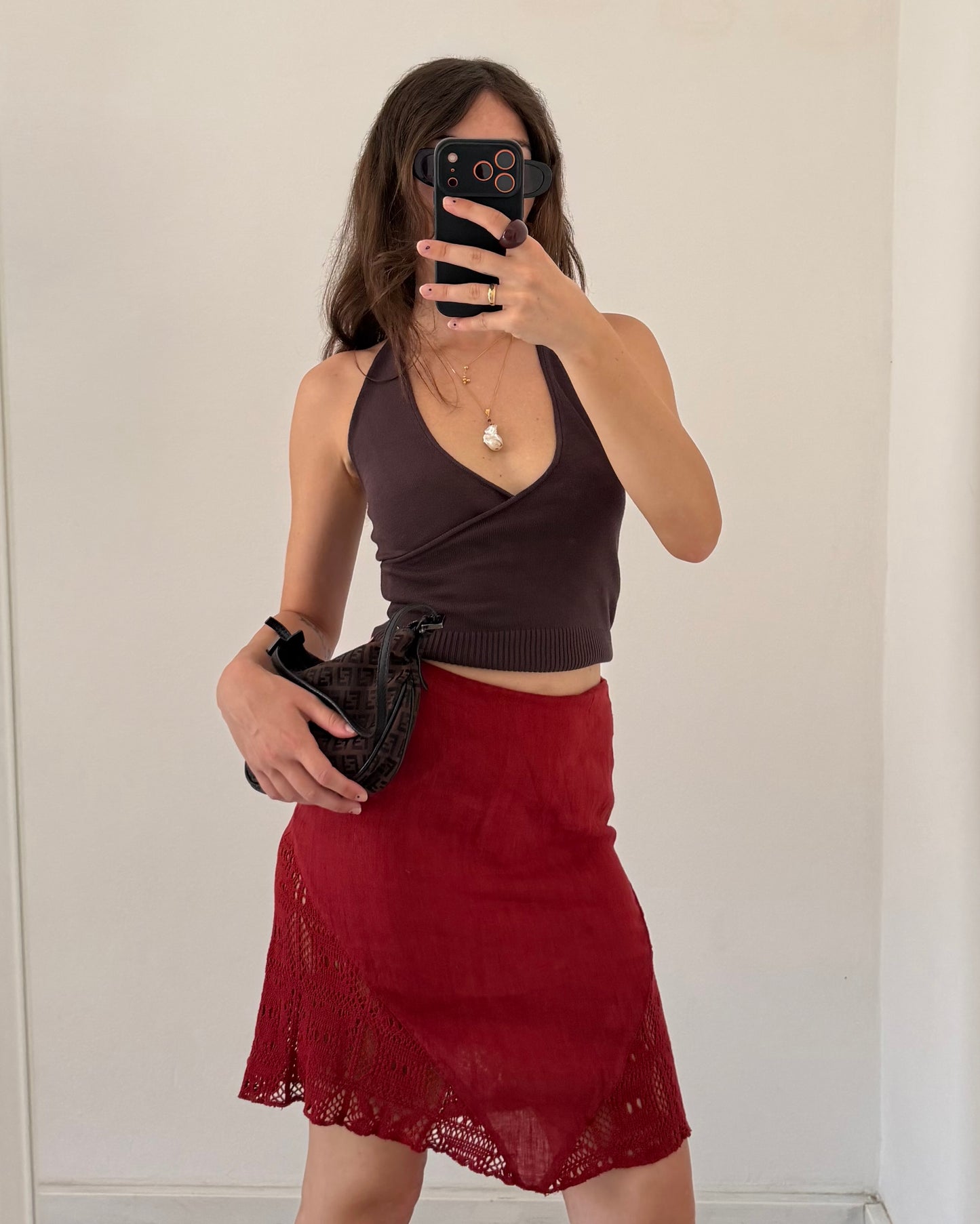 Silk linen skirt