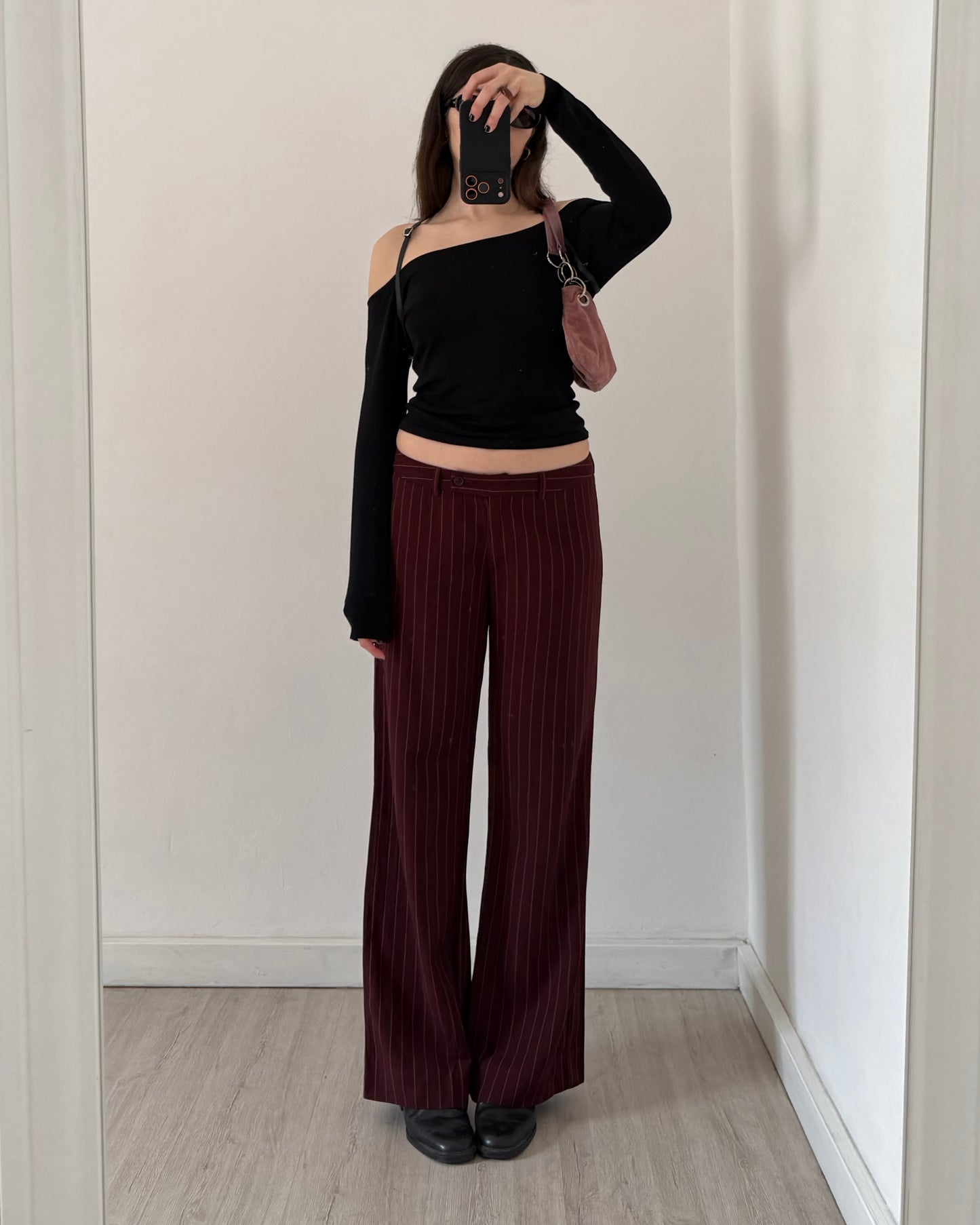 Pinstripe low rise trousers