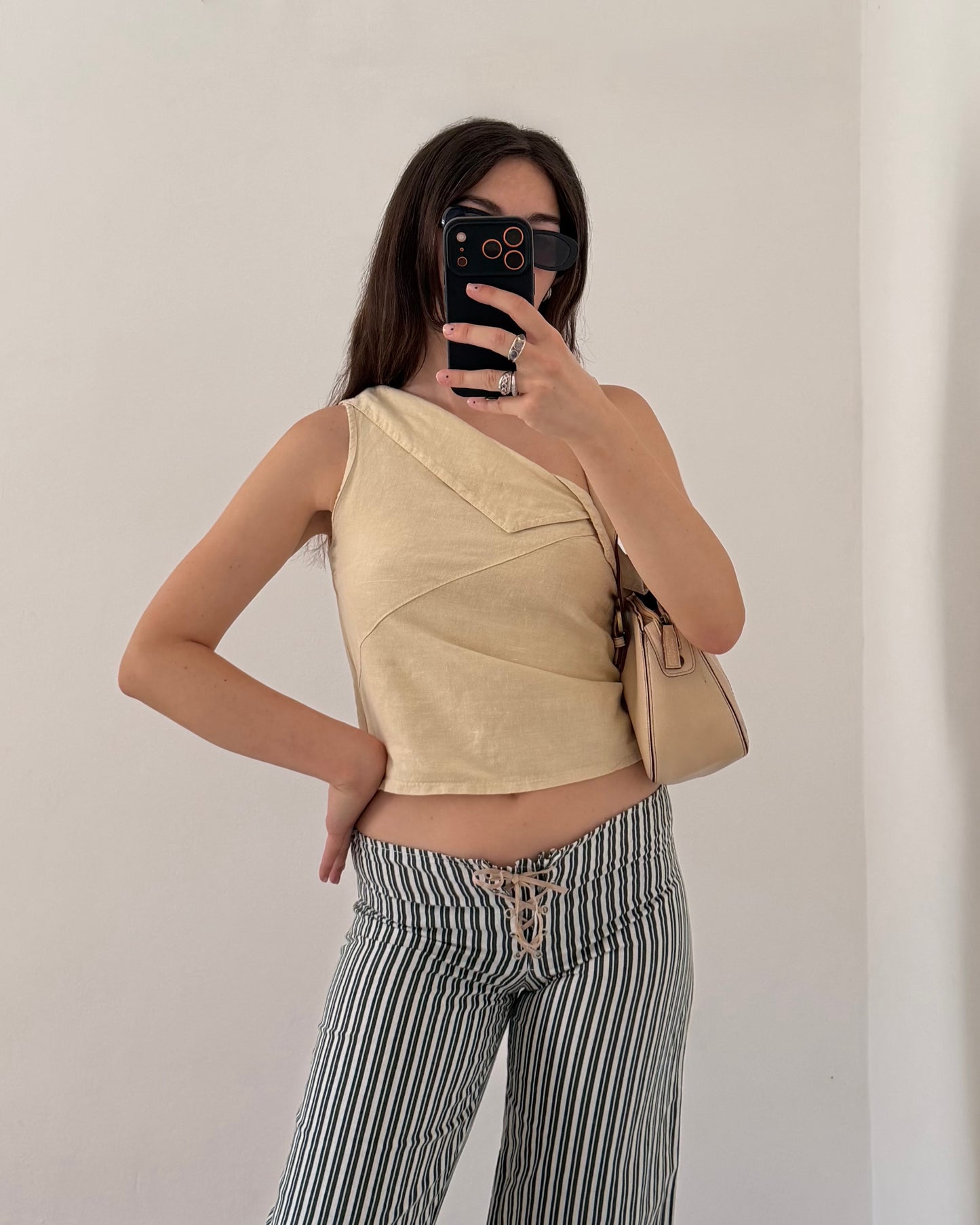 Linen striped trousers
