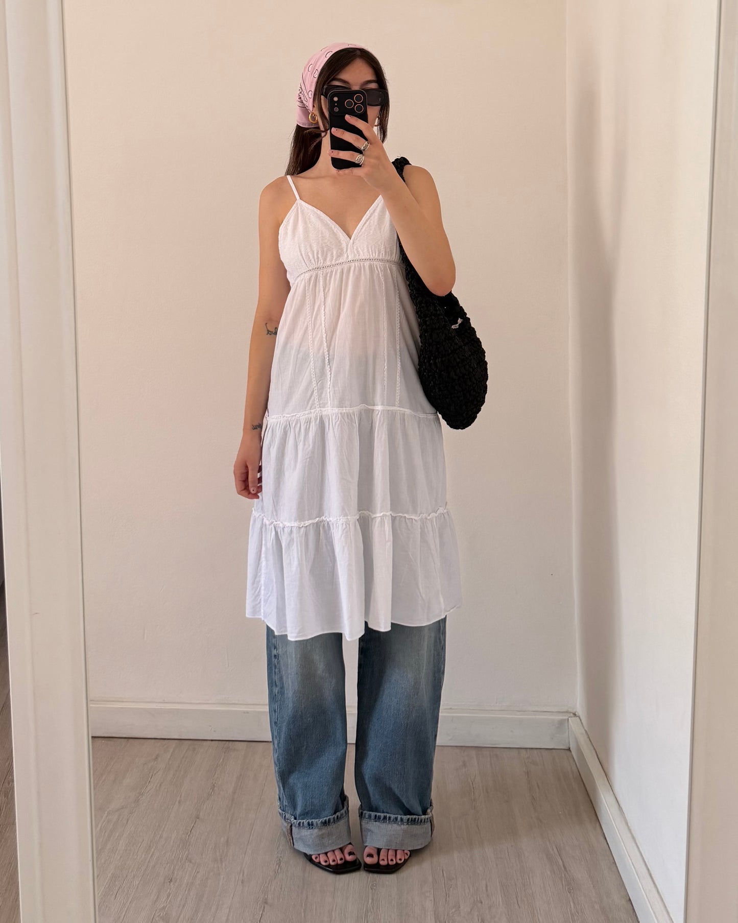 Cotton tiered midi dress