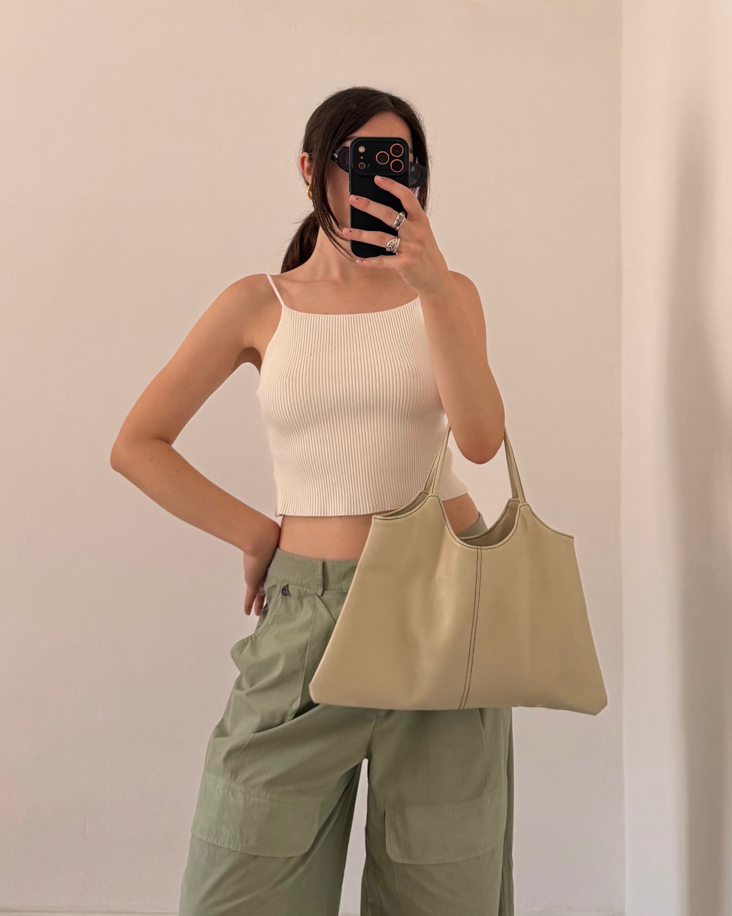 Wide leg cotton trousers