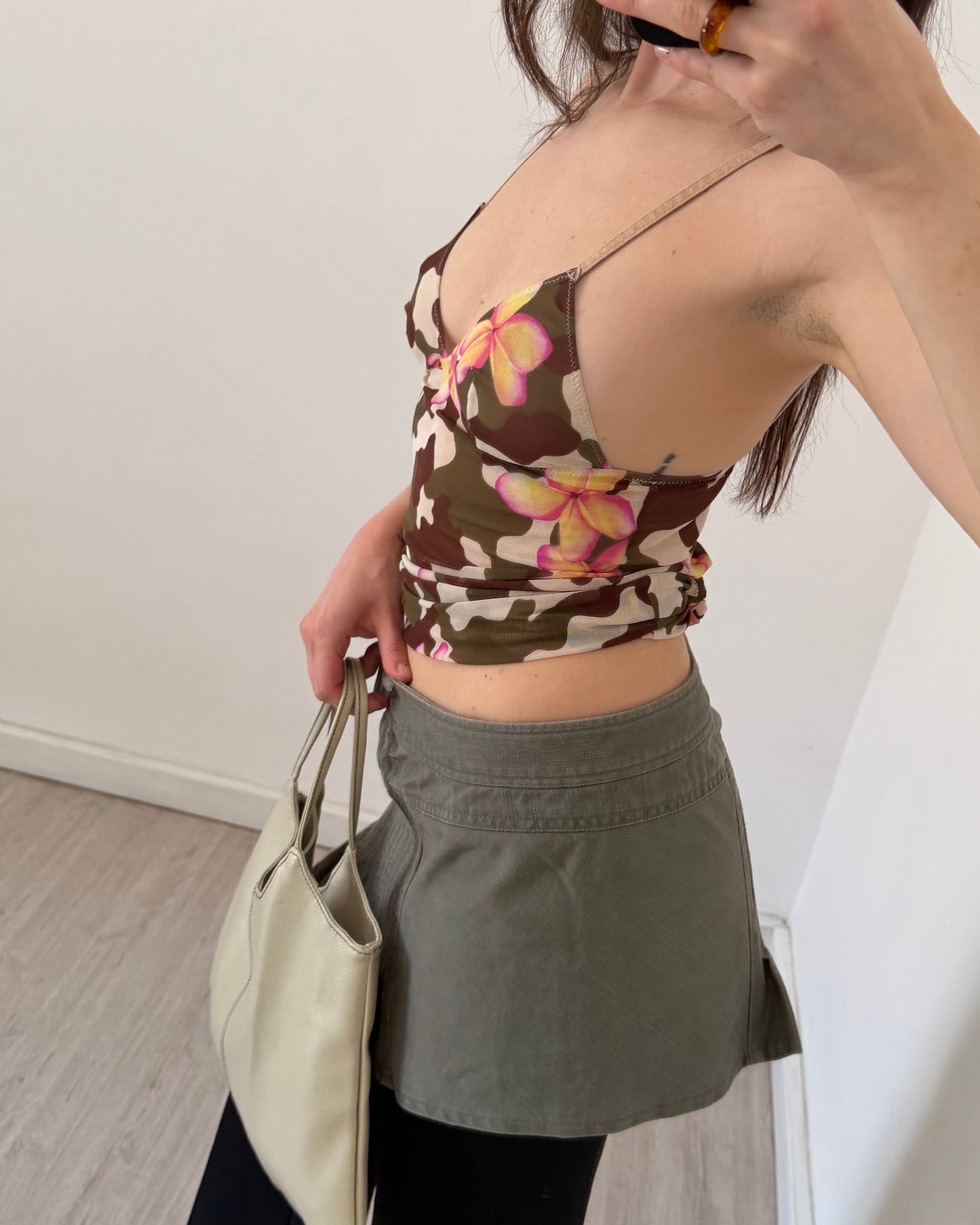 Micro mesh floral top