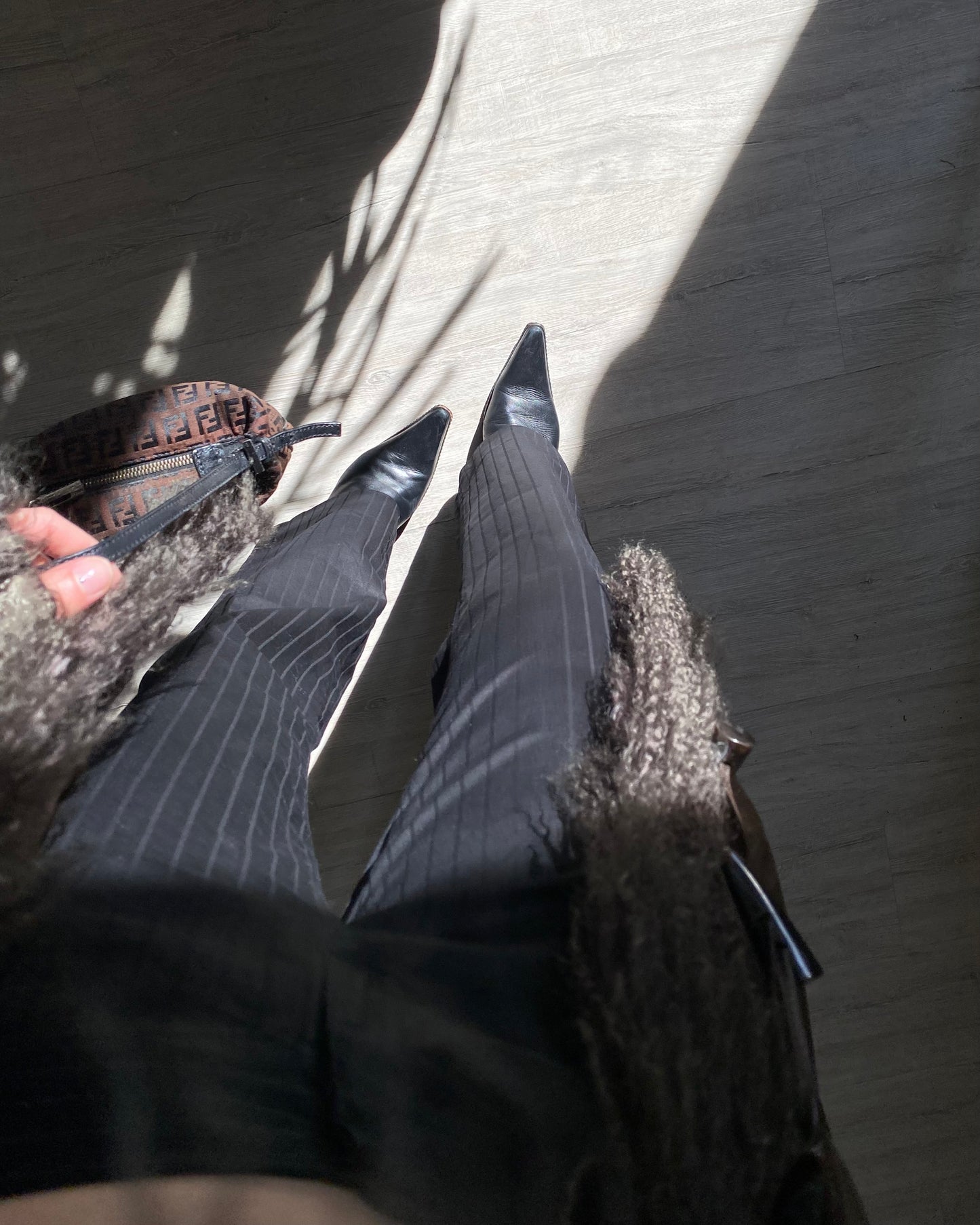 Black striped trousers