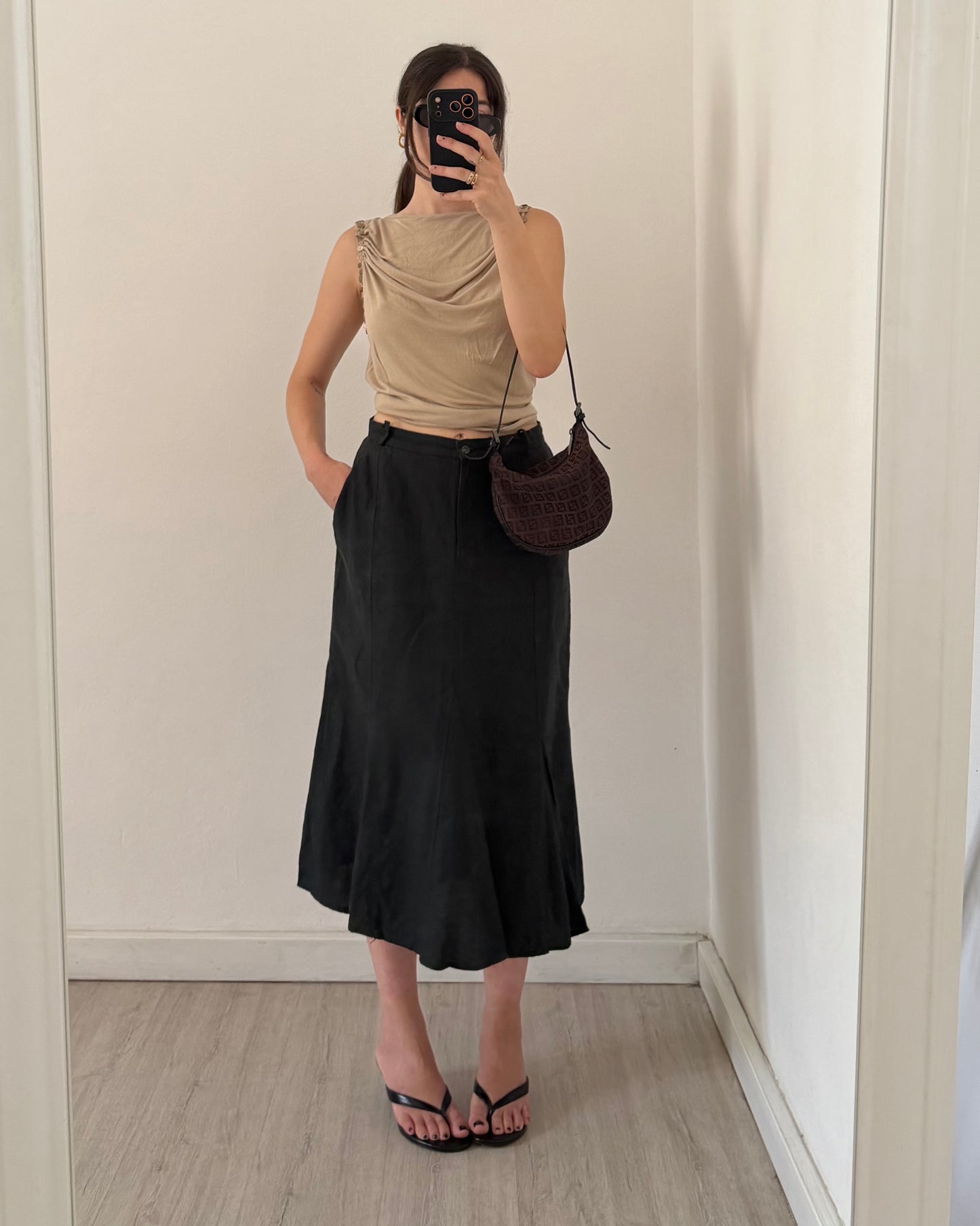 Max Mara linen midi skirt