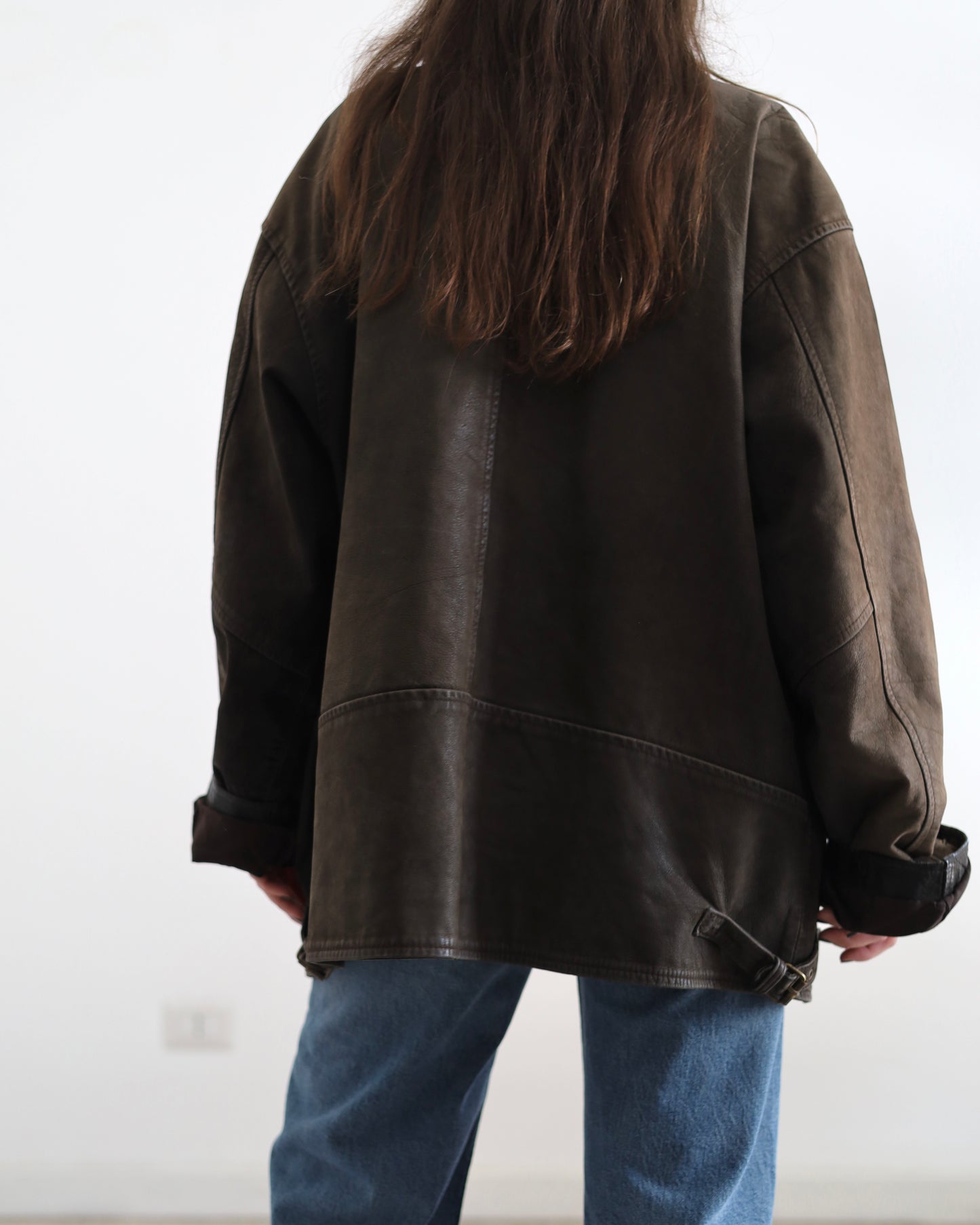 Brown distressed leather jacket