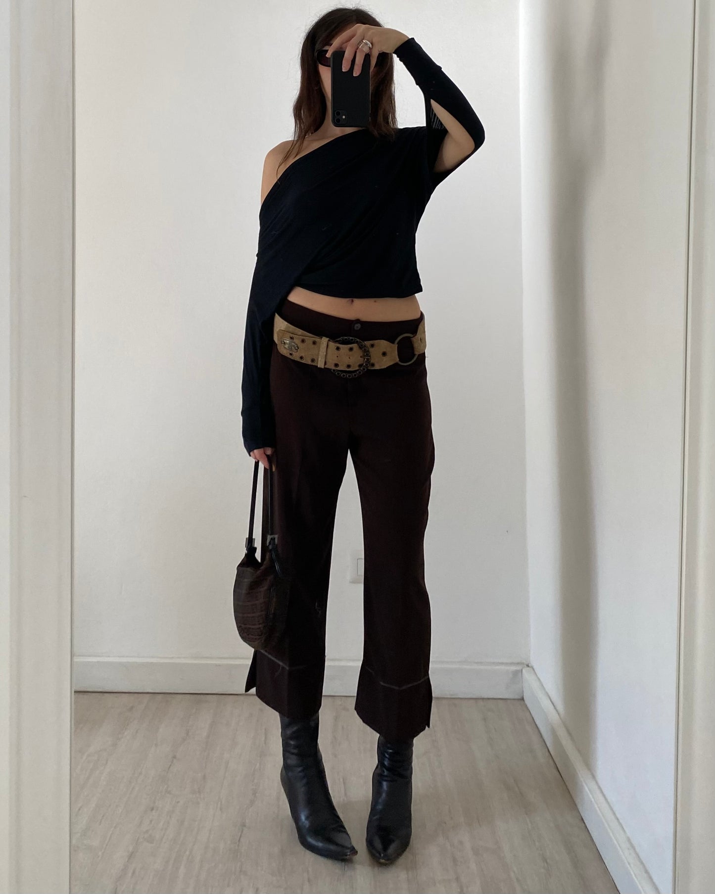 00s brown capri trousers