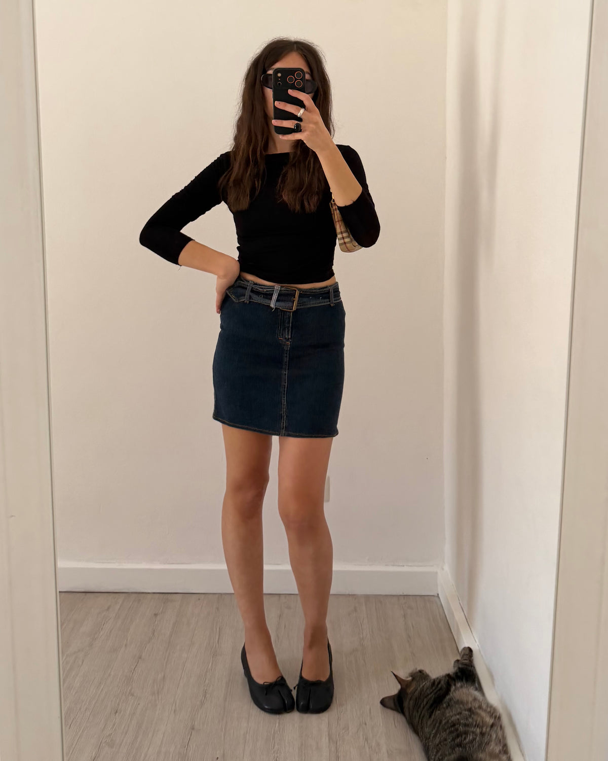 Belted mini skirt