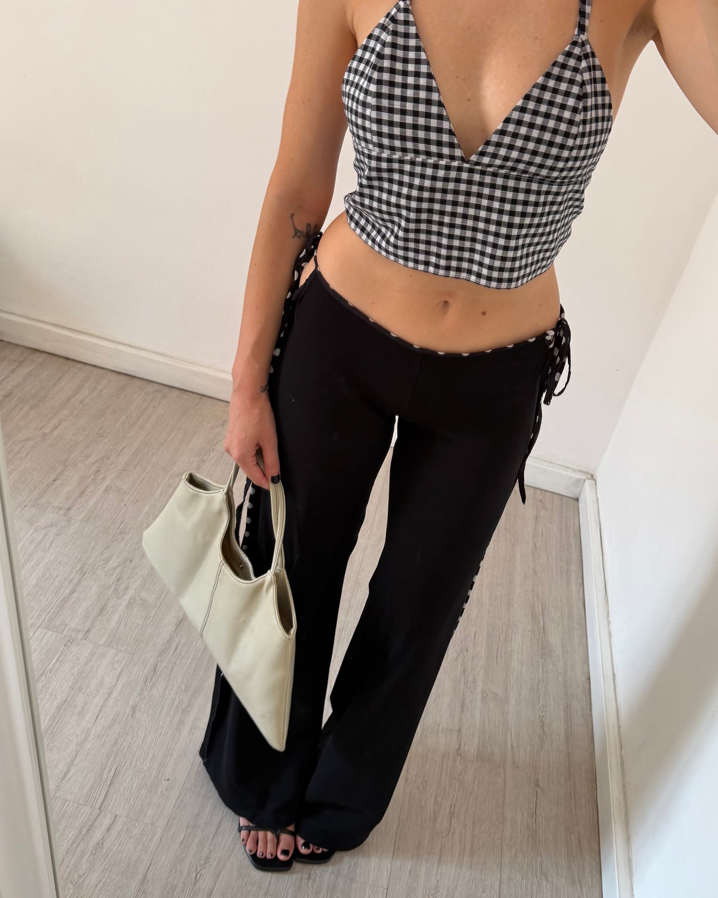 Gingham plunge top