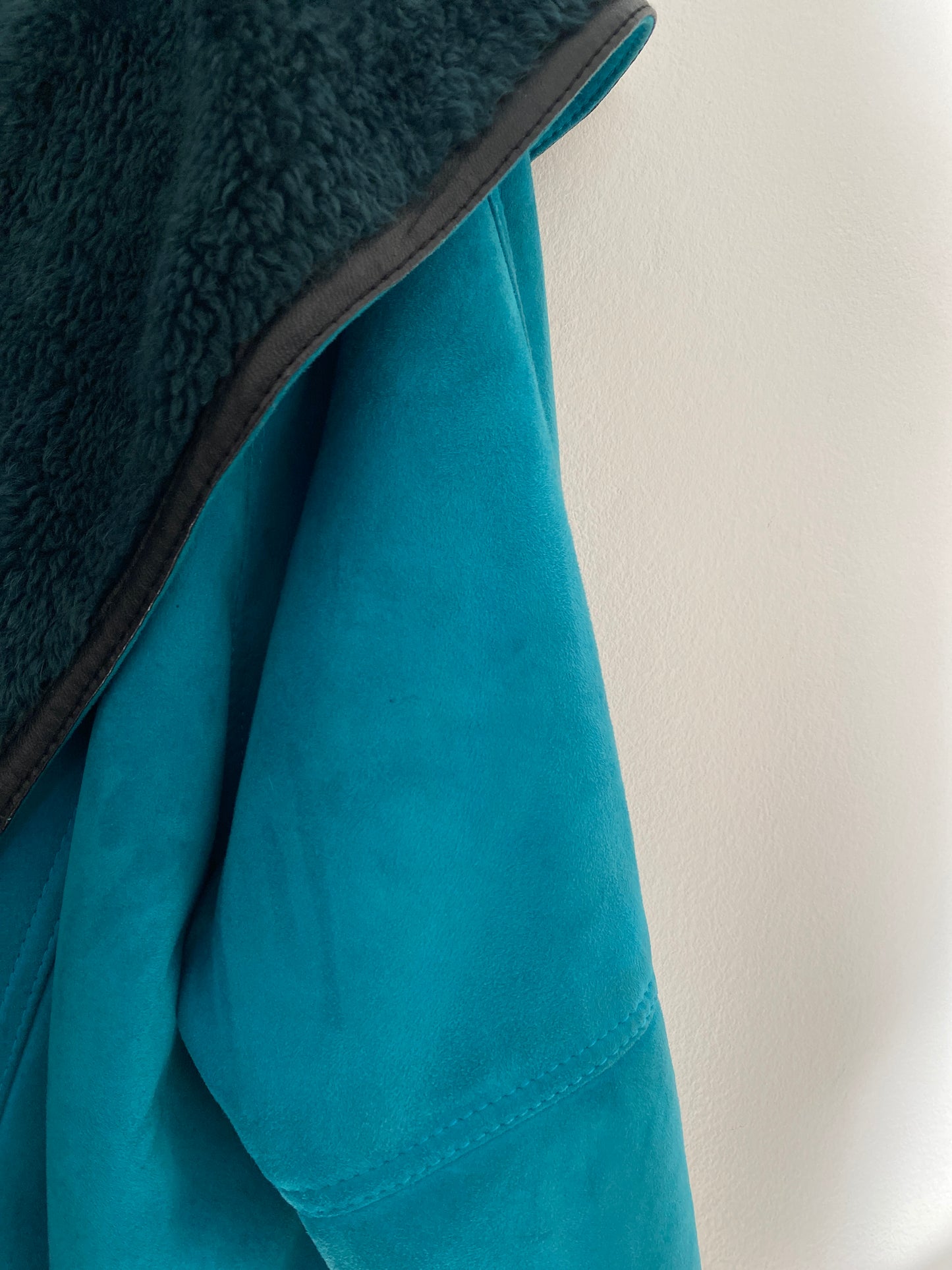 Teal shearling coat