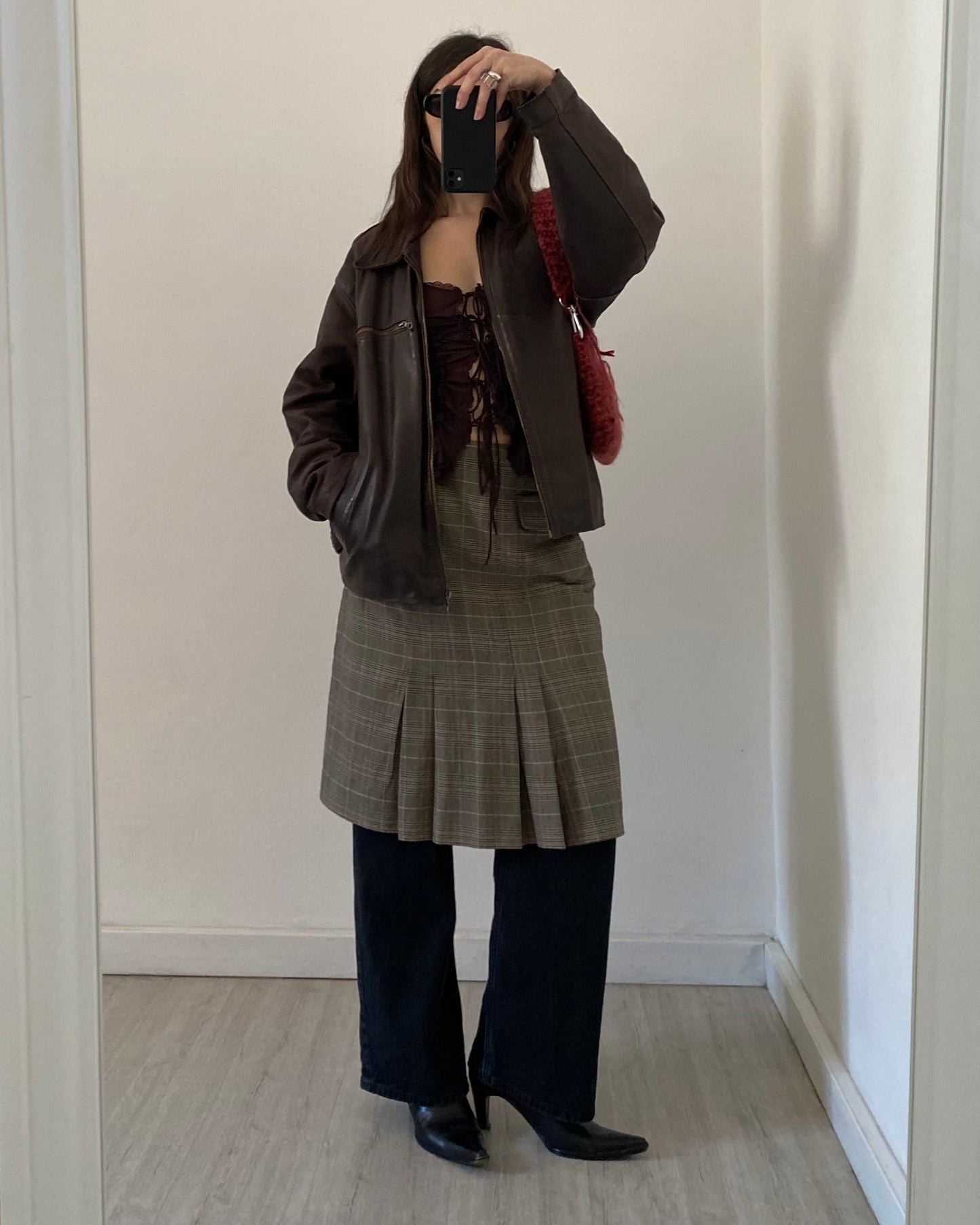 Max Mara check midi skirt