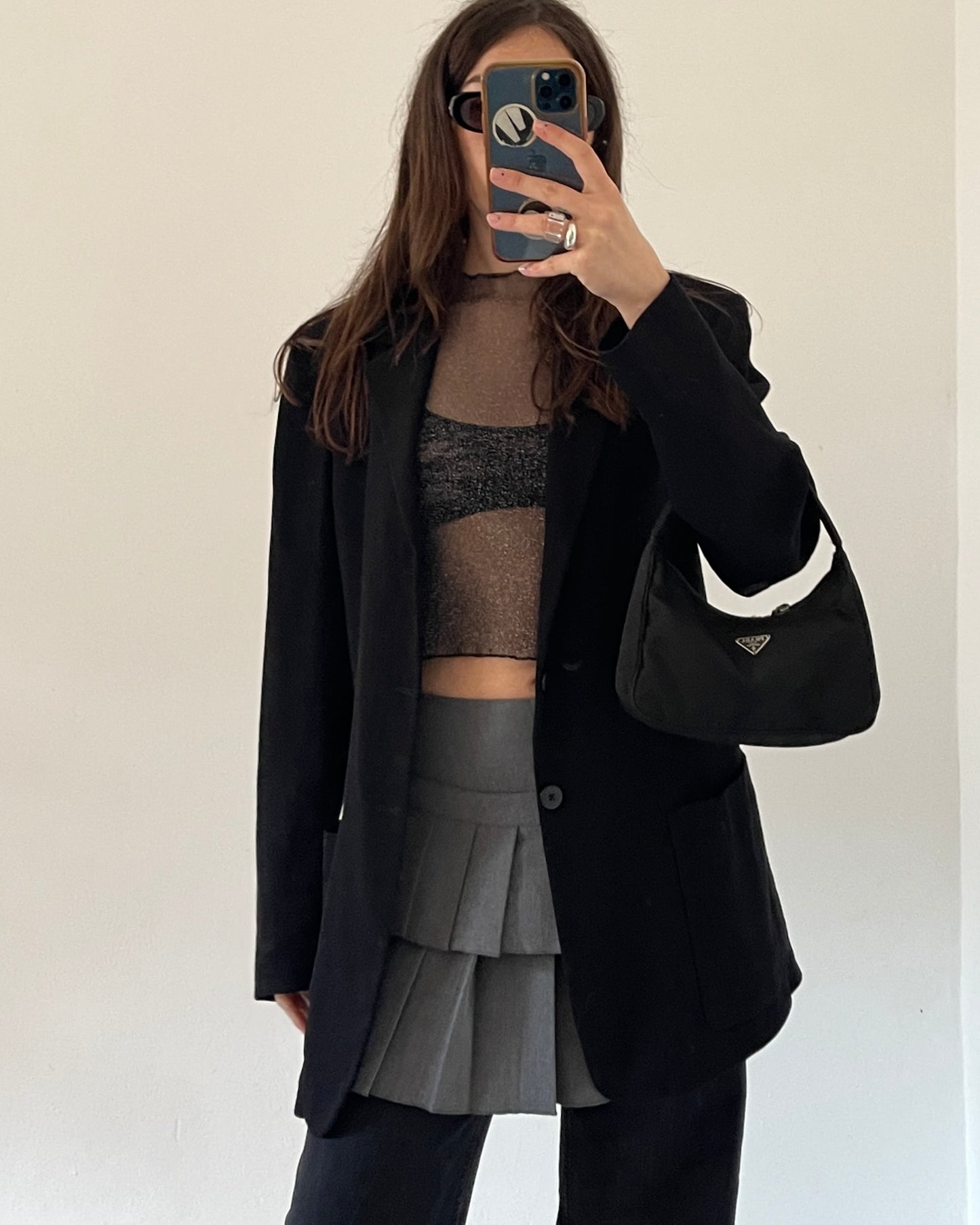 Sheer micro mesh glitter top