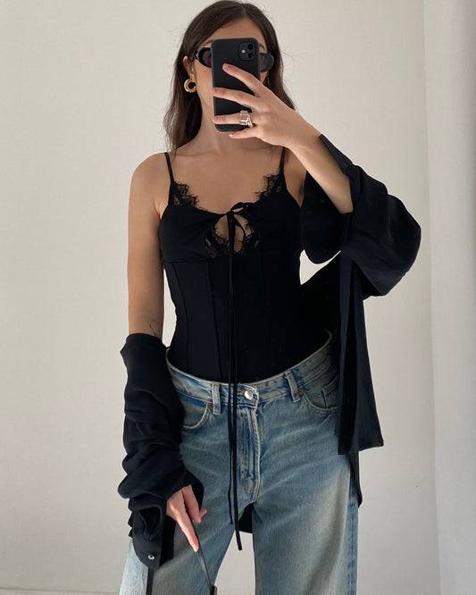 00s corset top with lace details