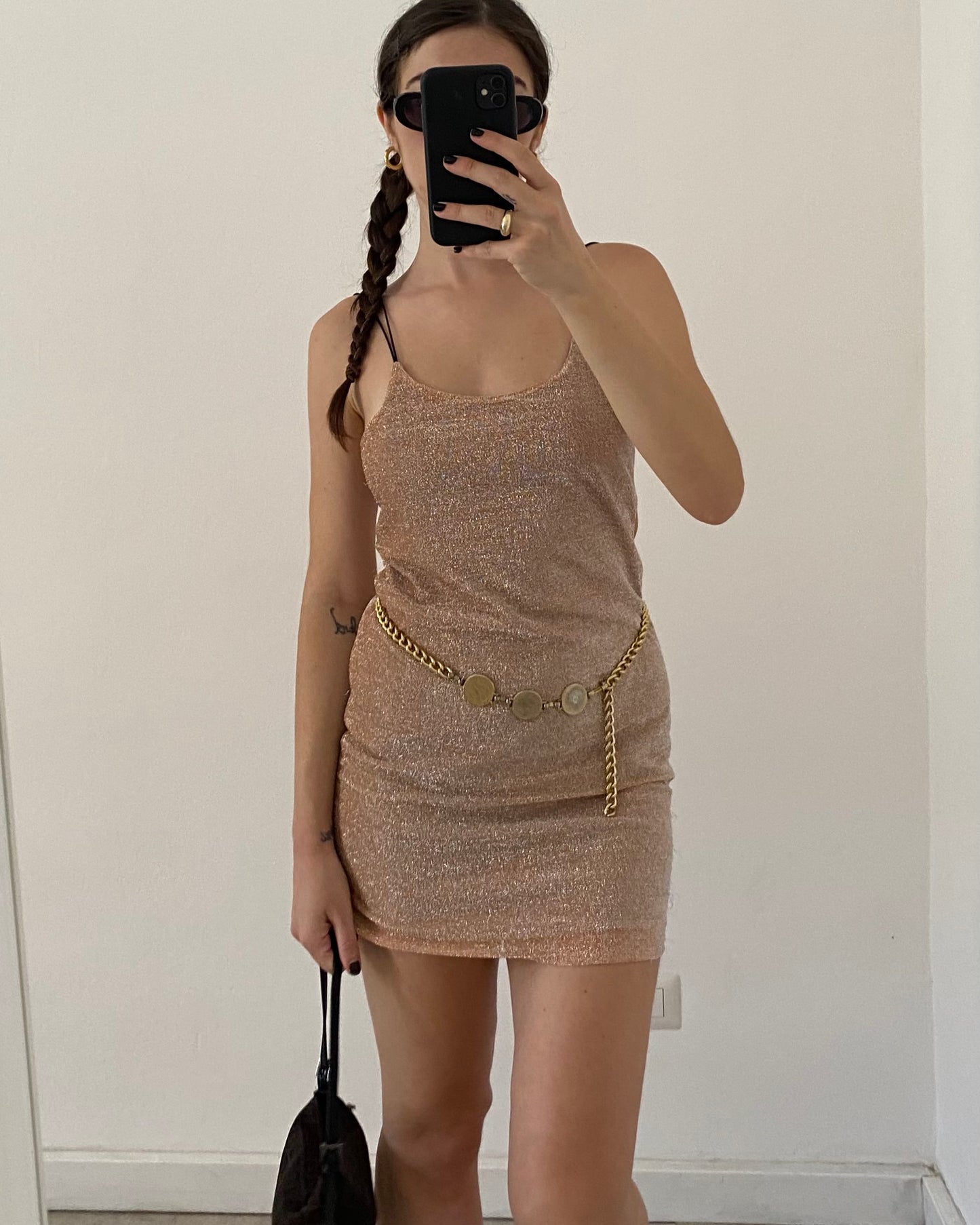 Rat&boa lamé mini dress