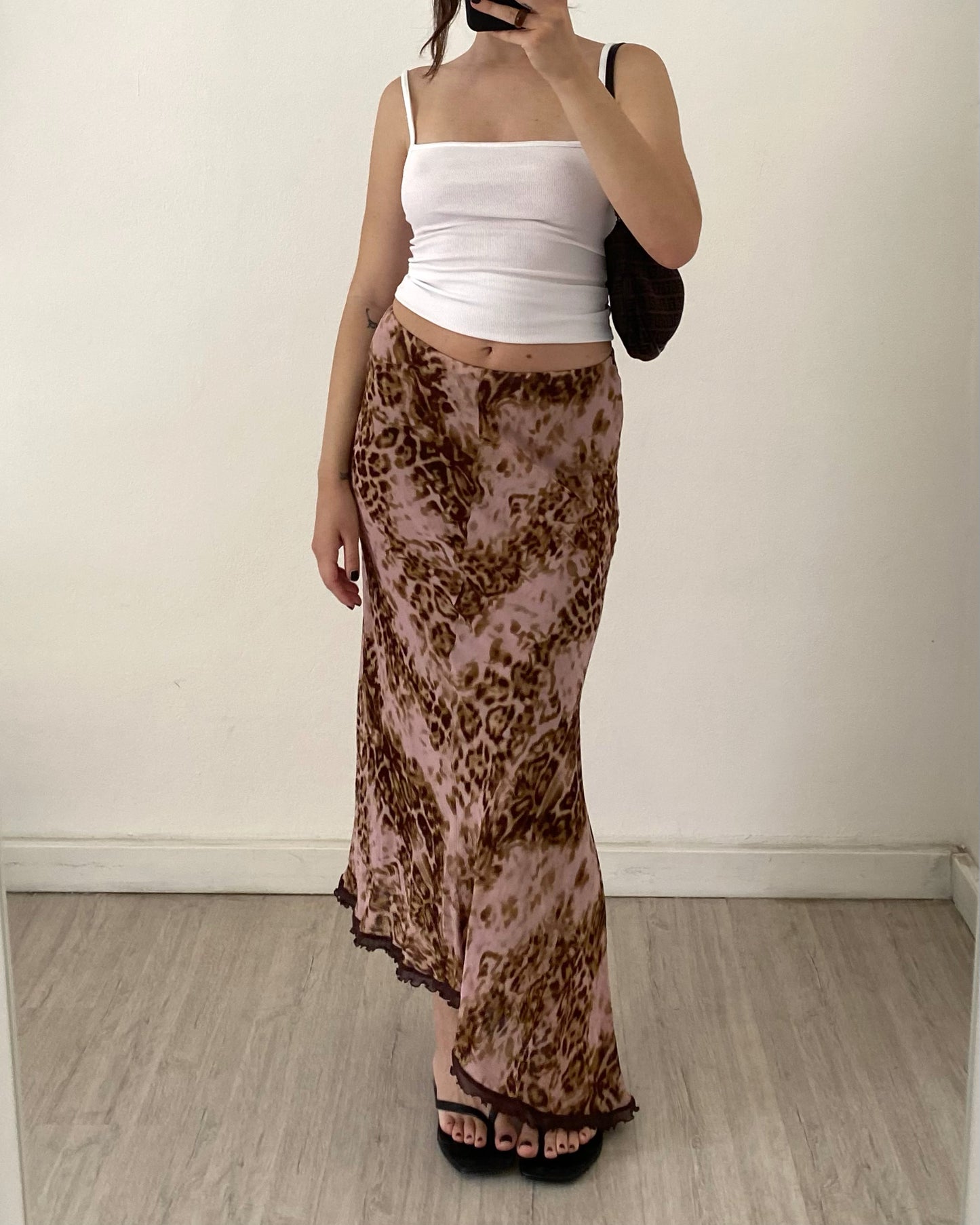 Leopard print long skirt