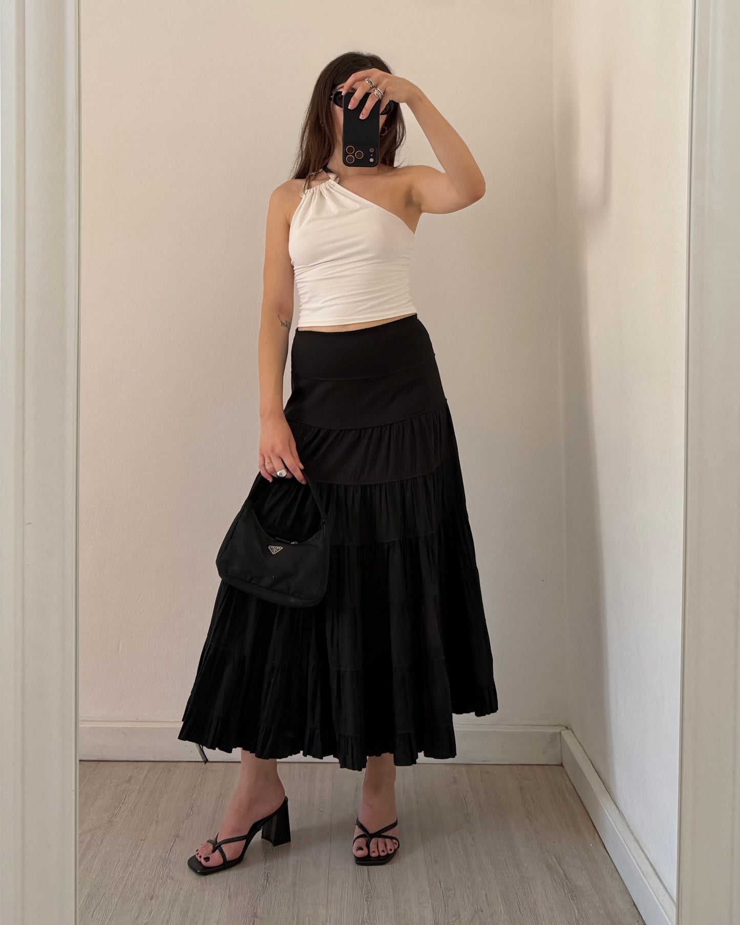 Cotton tiered maxi skirt