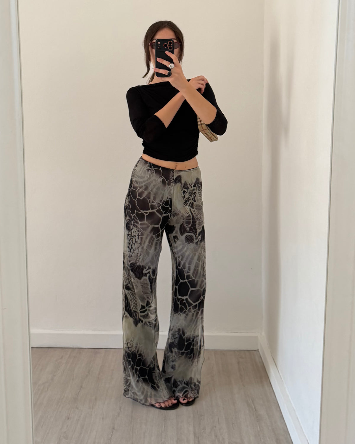Silk flare trousers