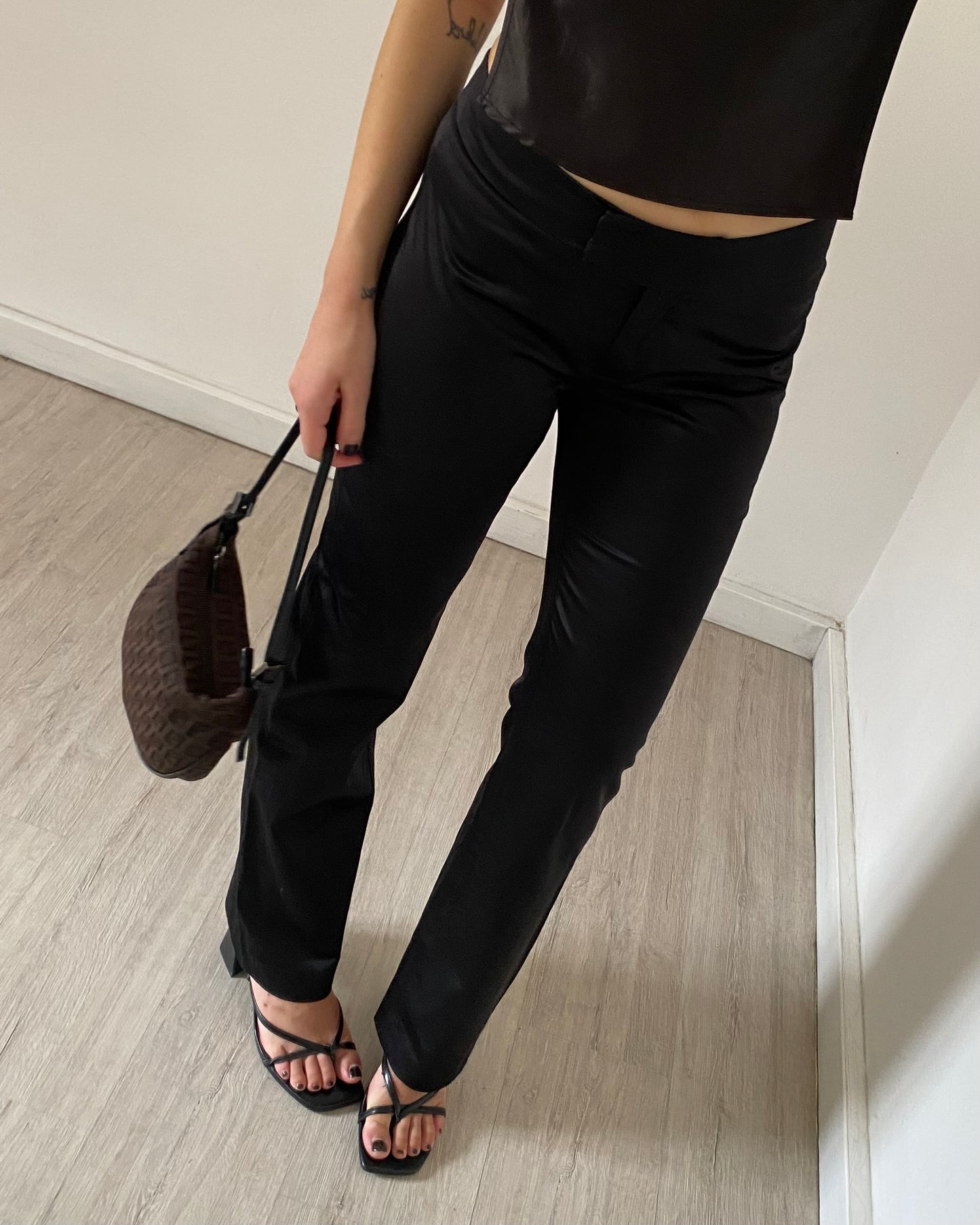 Satin straight leg trousers