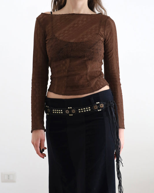 Maxi skirt with embellished belt