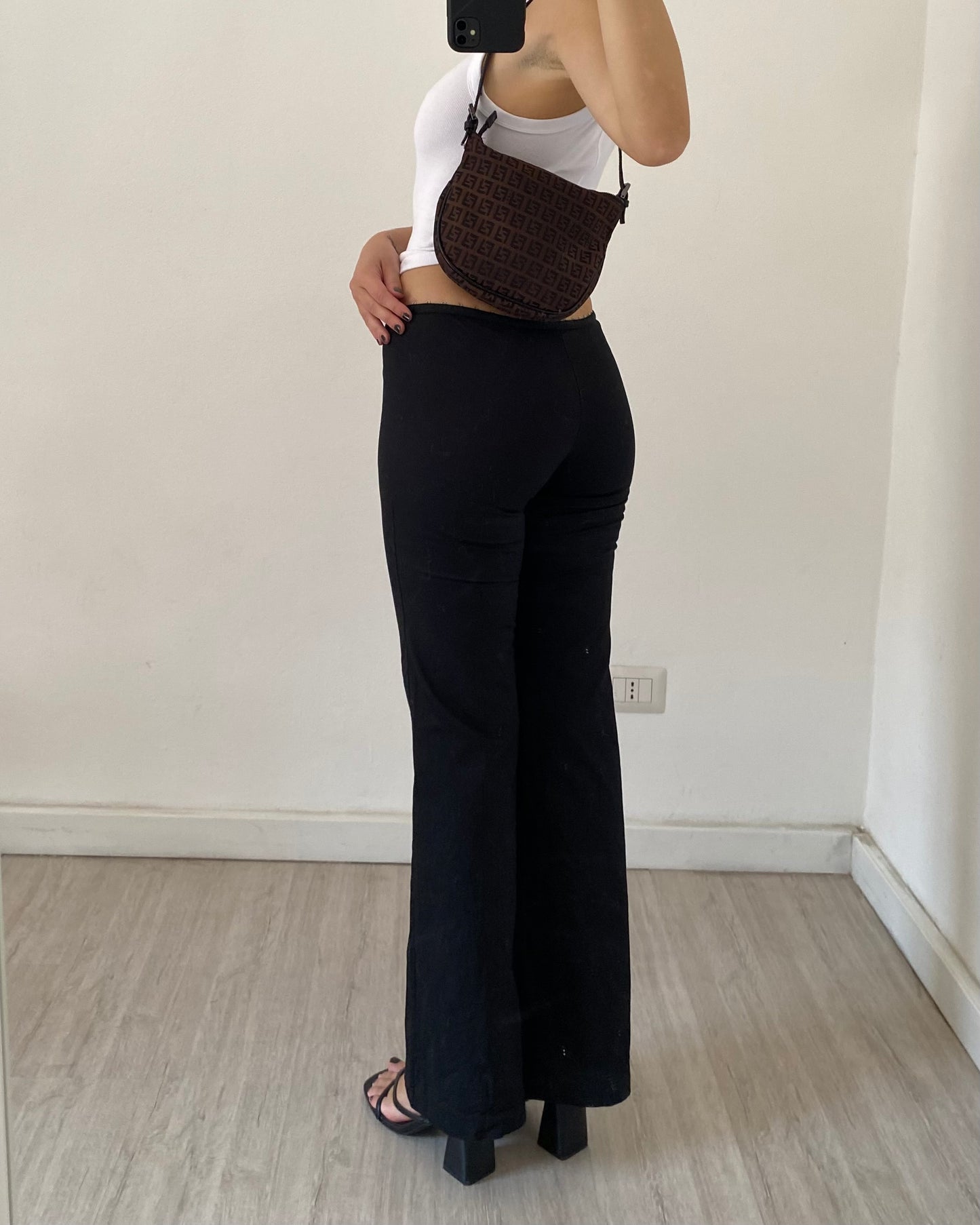 Low rise flare trousers