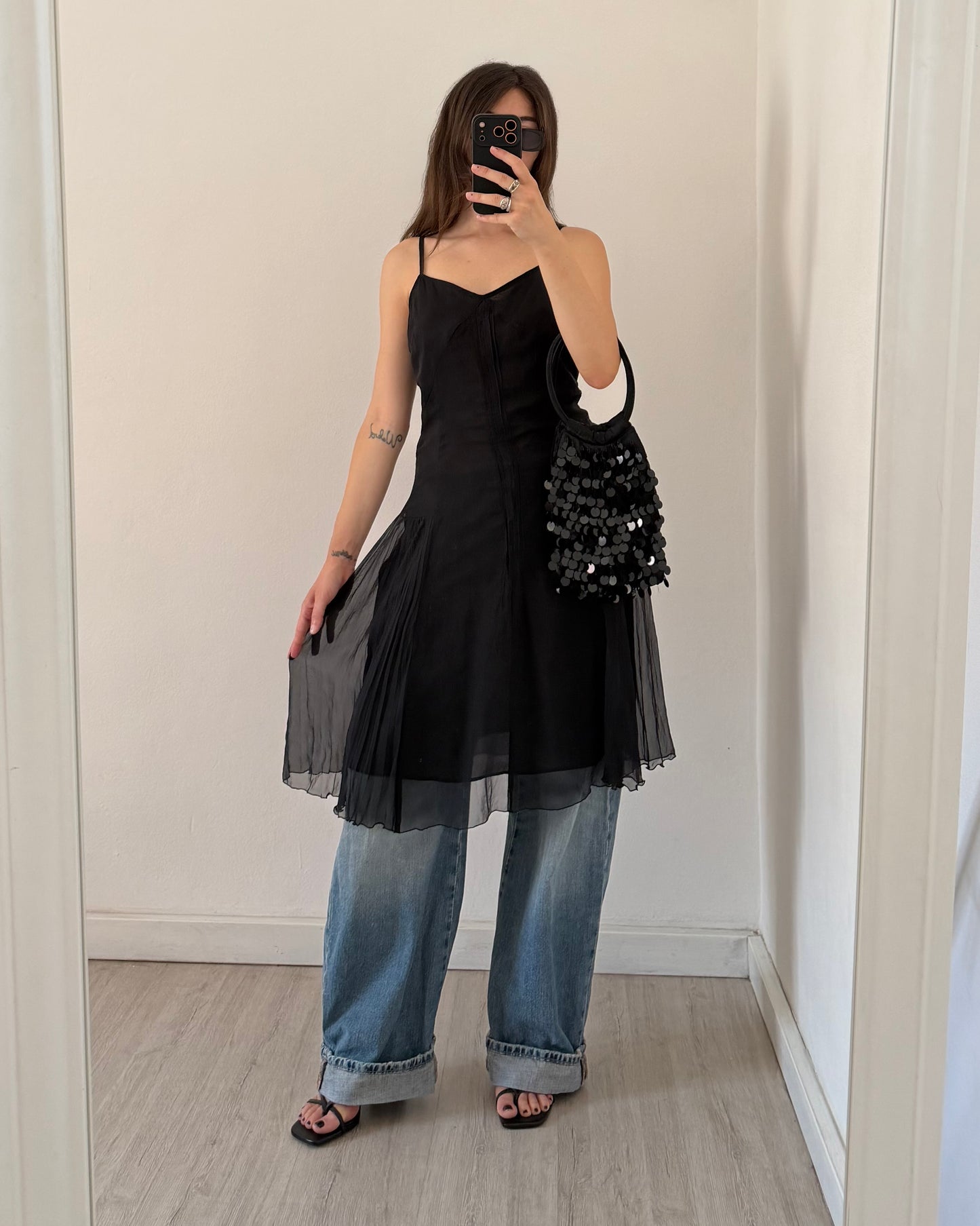 00s black midi dress