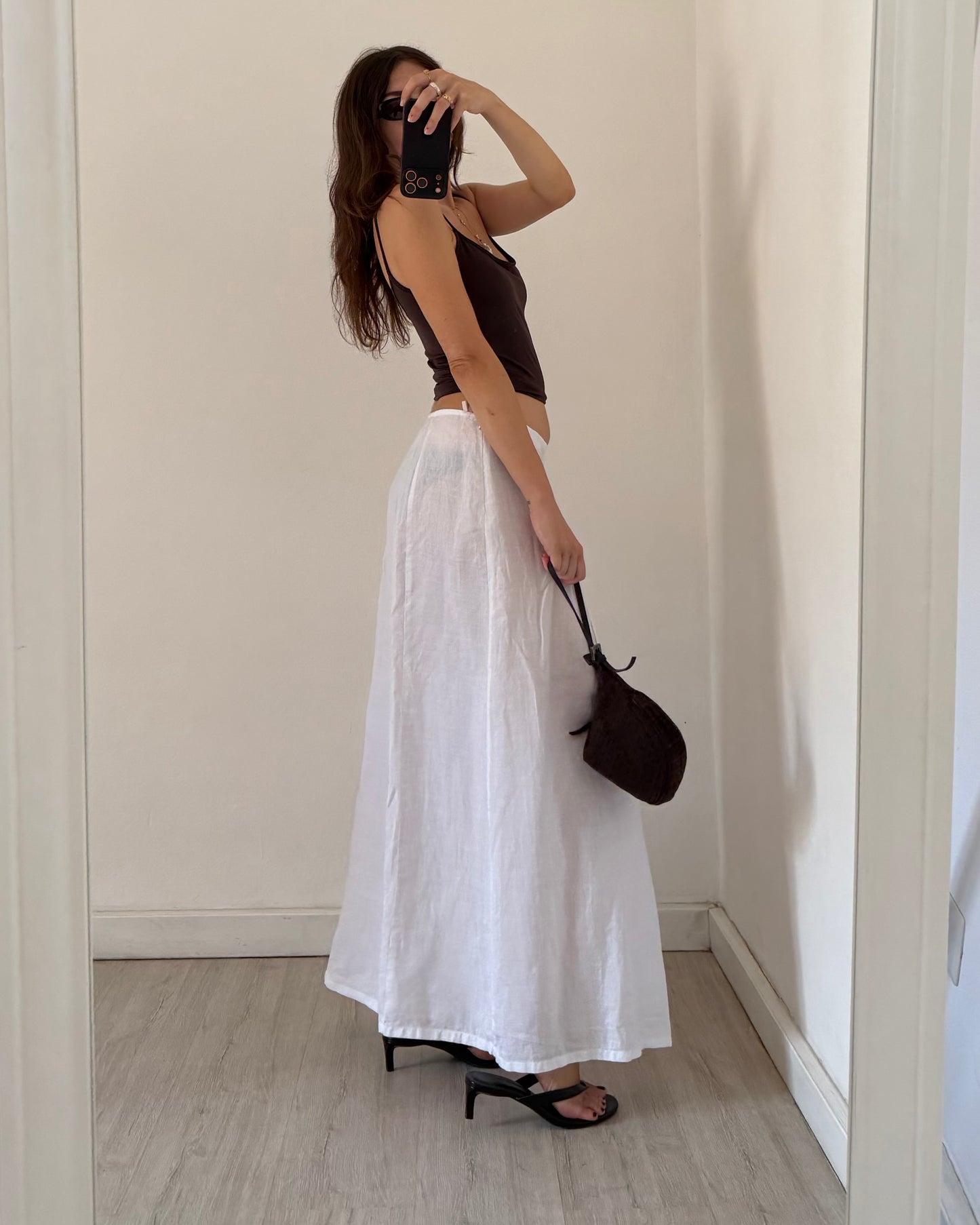 White ramie maxi skirt