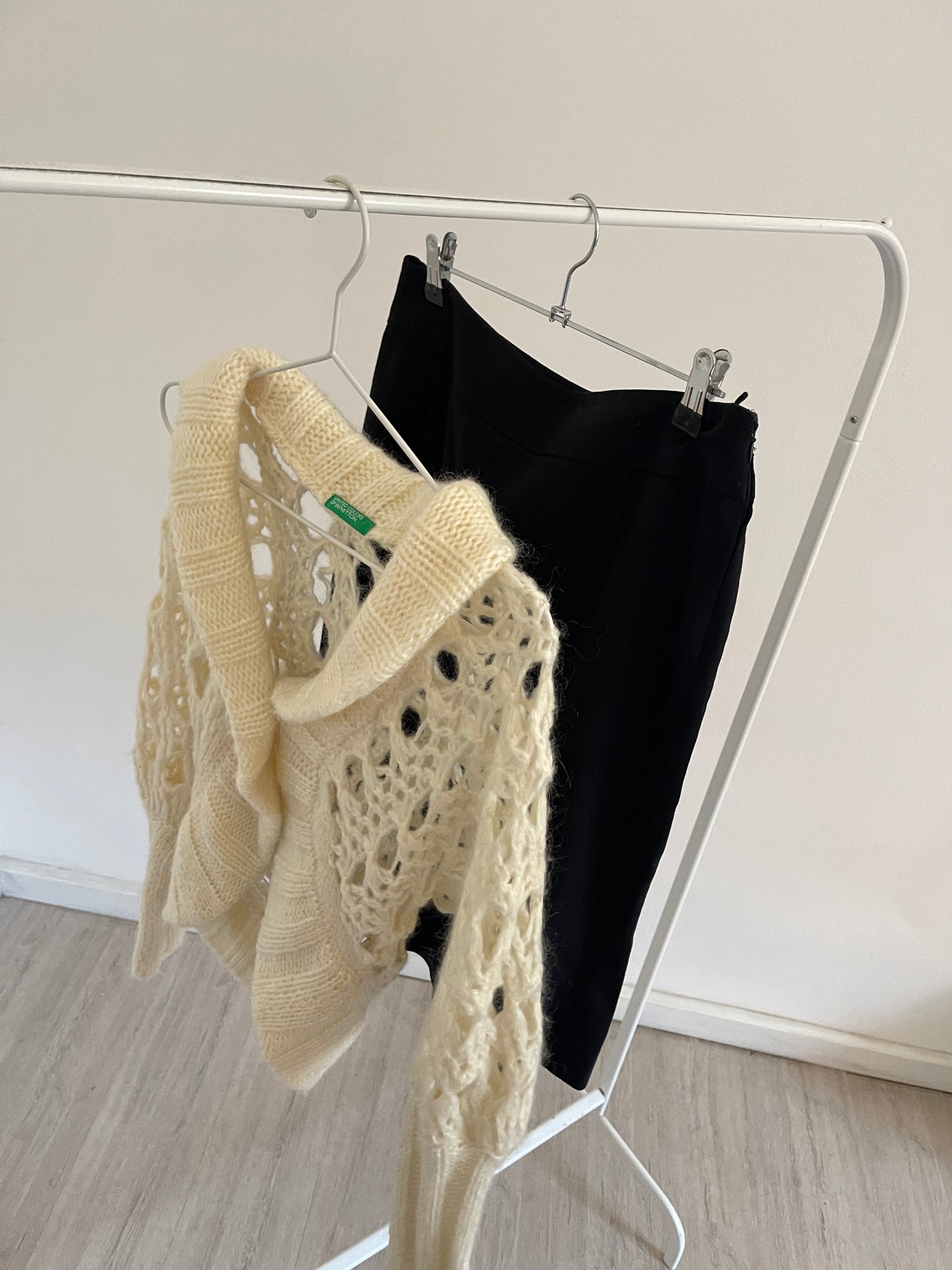 Openwork chunky wool cardigan