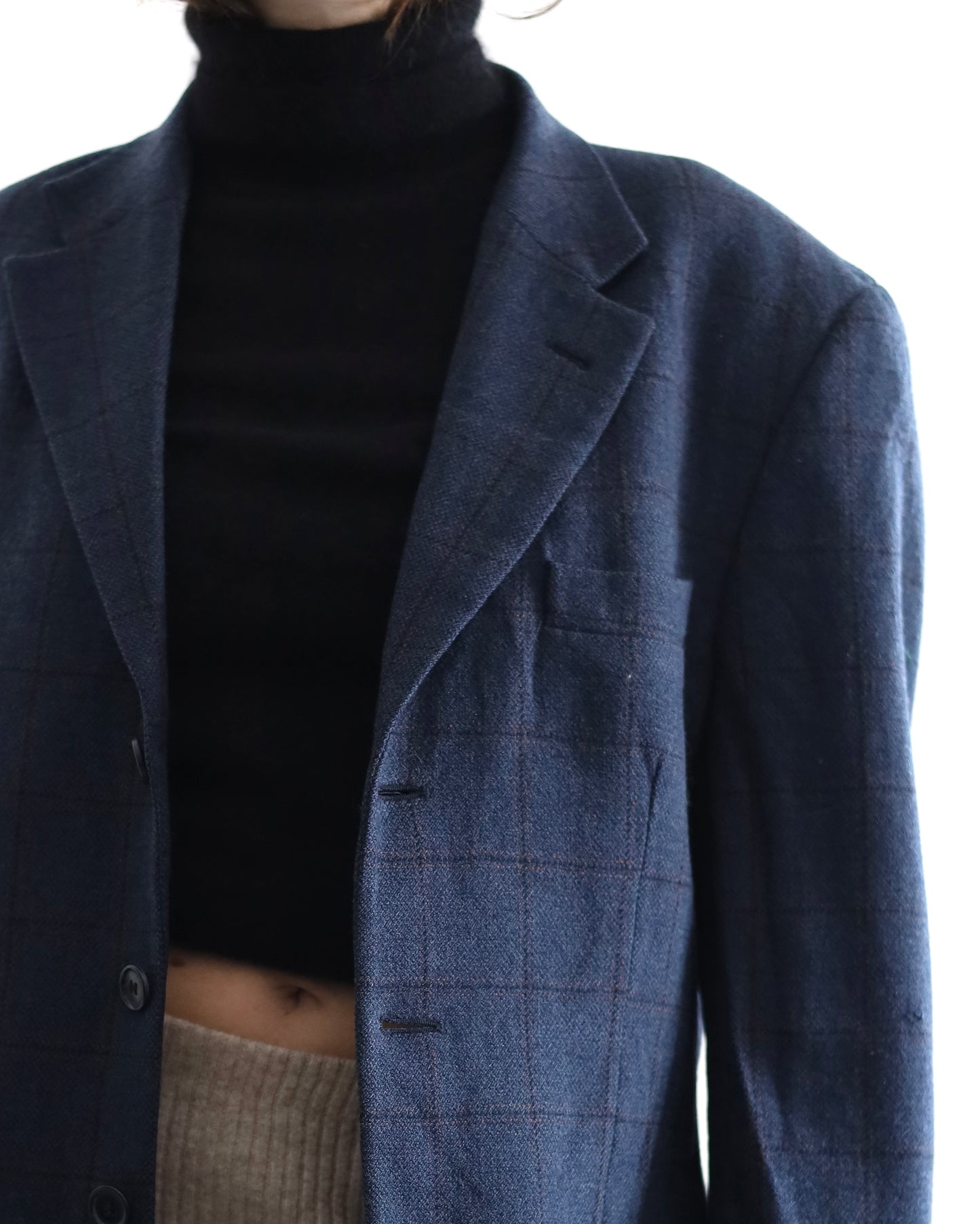 Wool check blazer