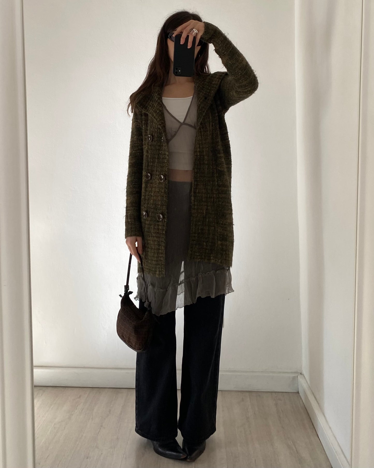Long knitted cardigan