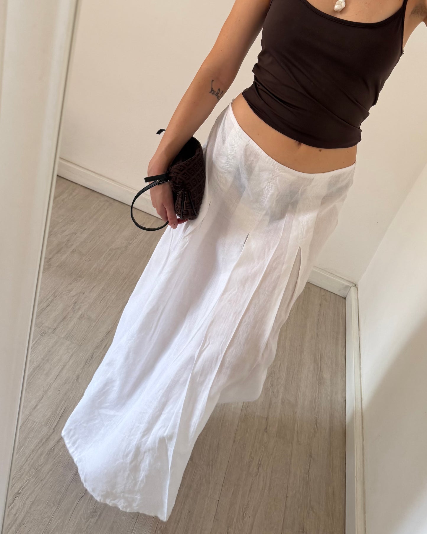 White ramie maxi skirt