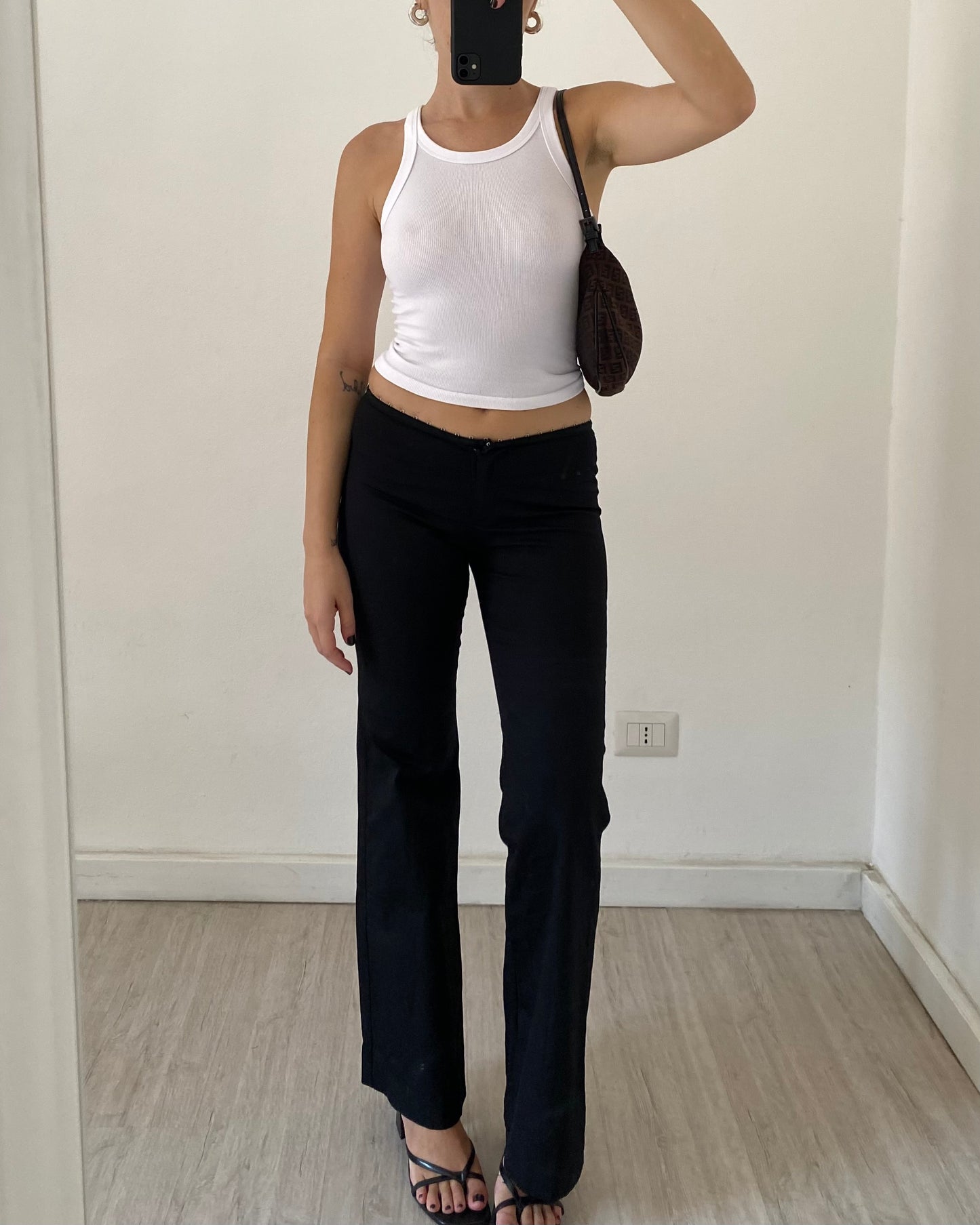 Low rise flare trousers