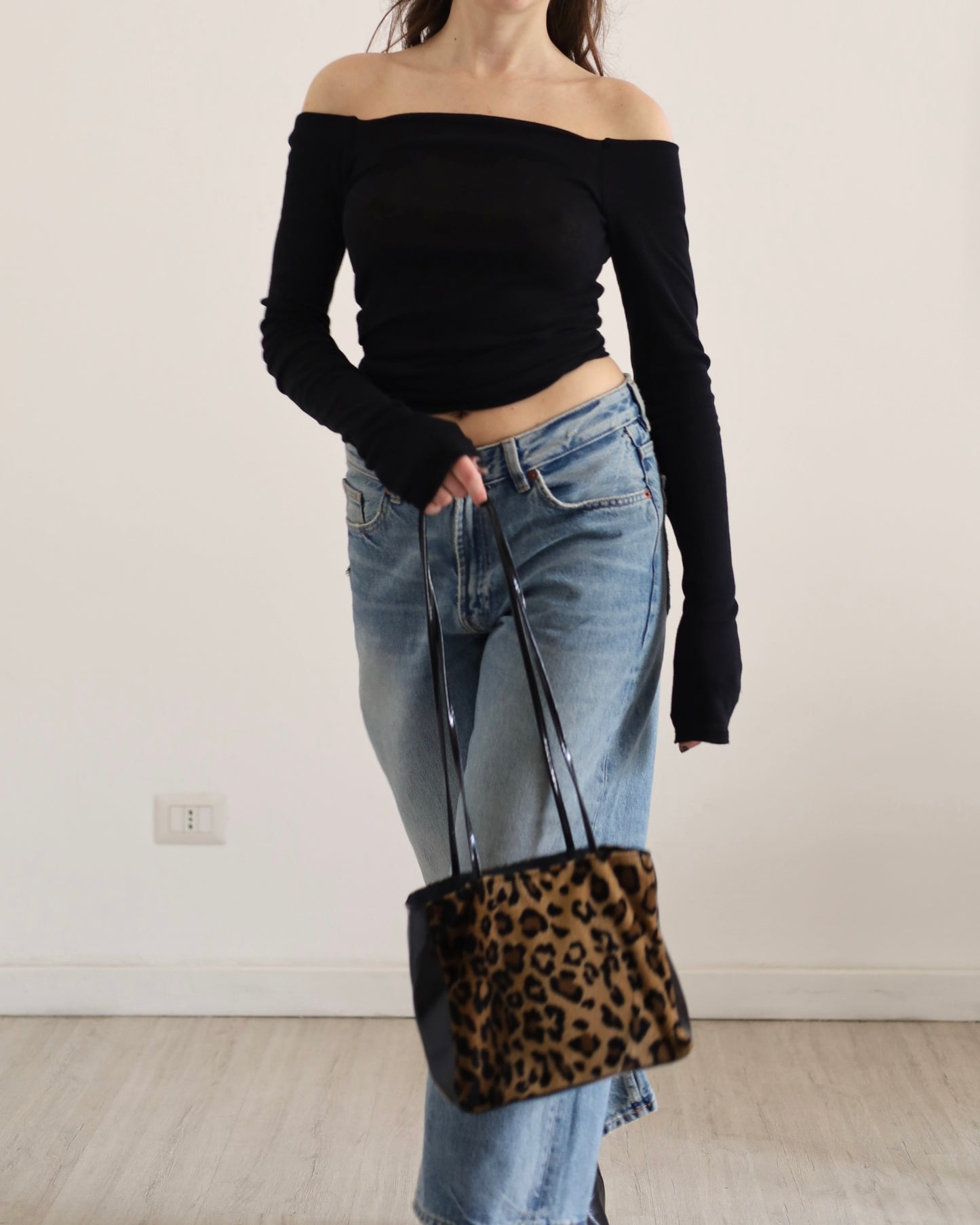 Y2k leopard fur bag