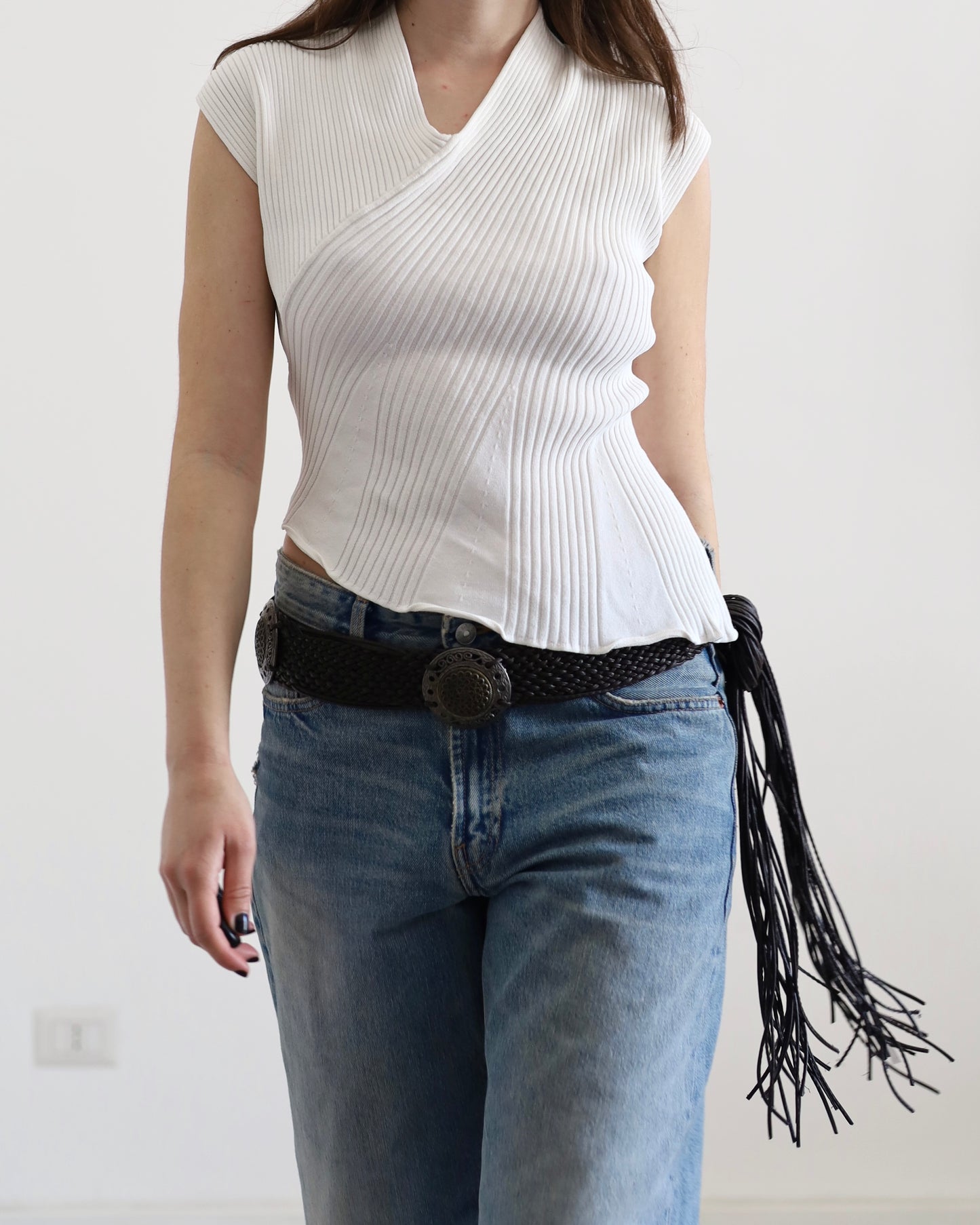 Asymmetric knit top