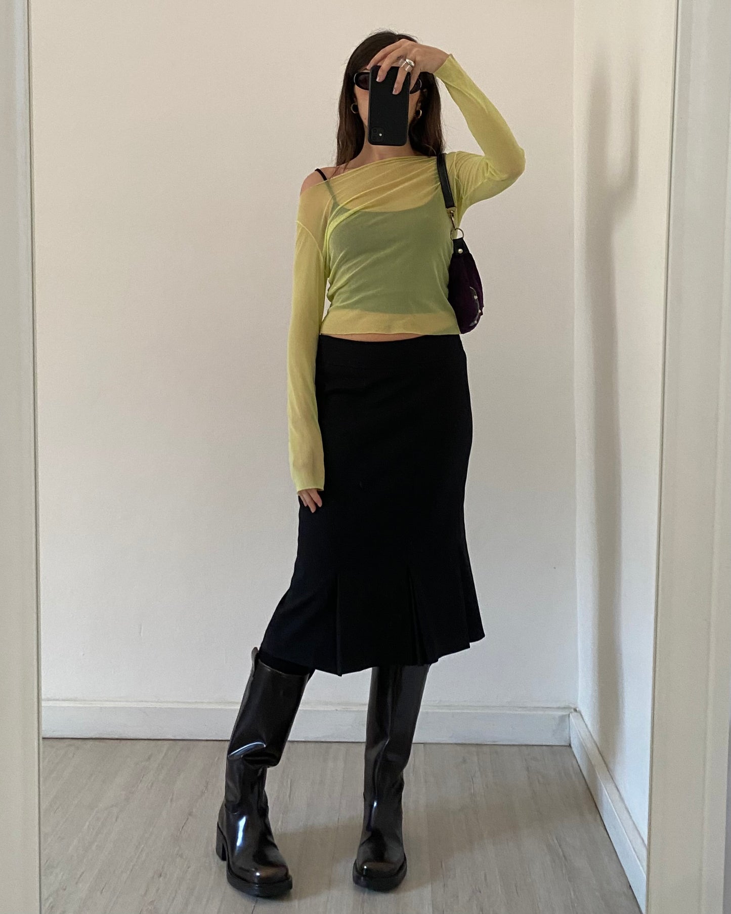 Lime green micro mesh top