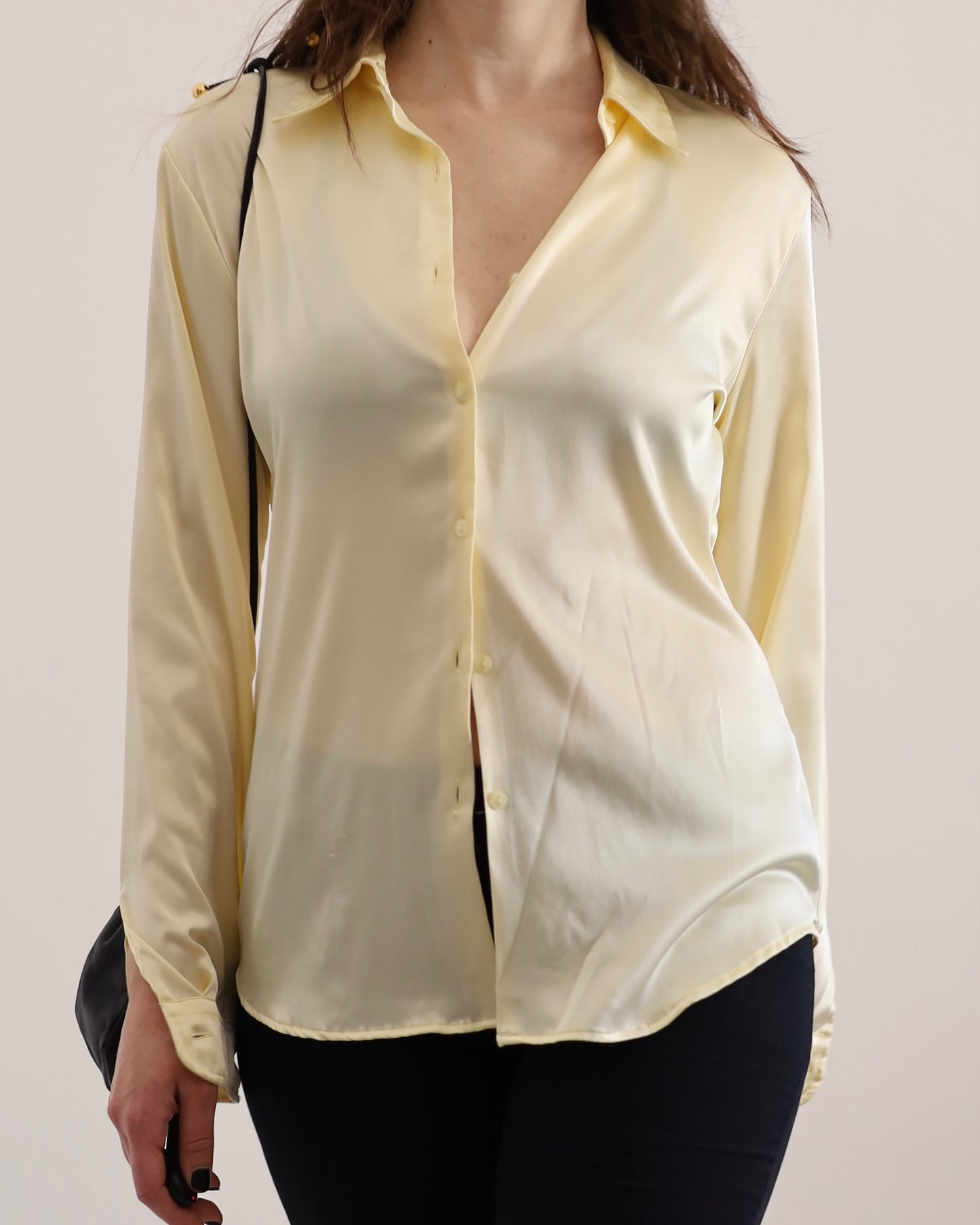 Butter yellow satin shirt