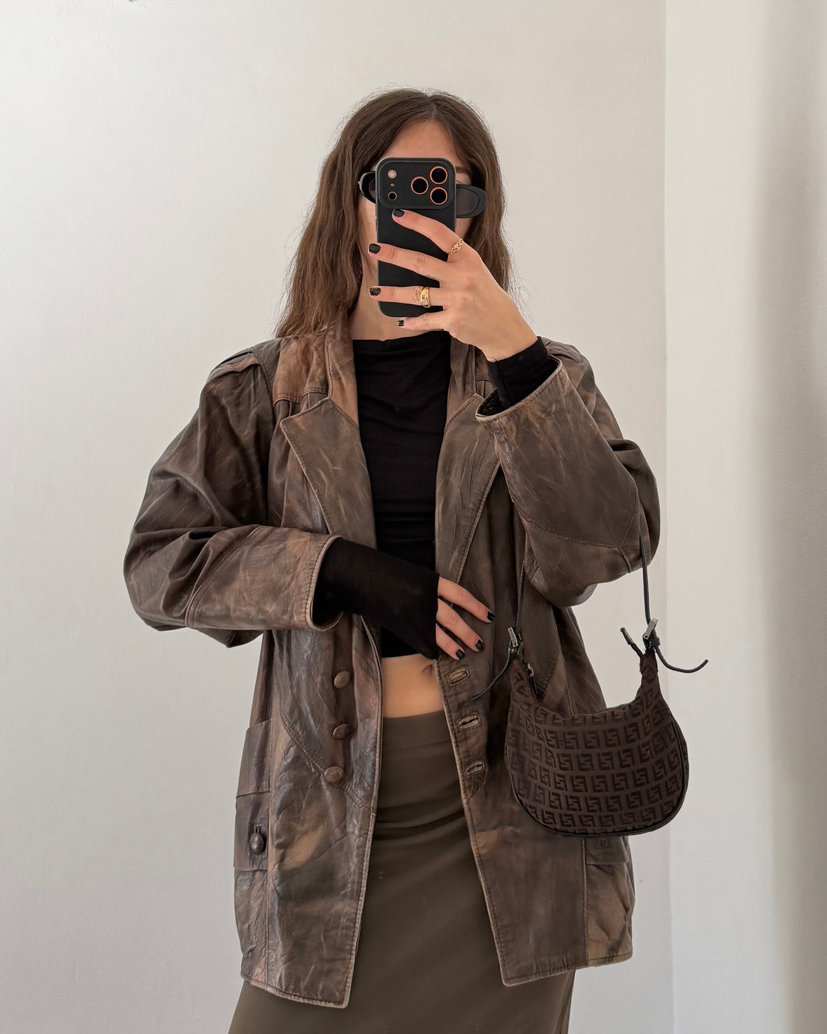 Distressed leather jacket