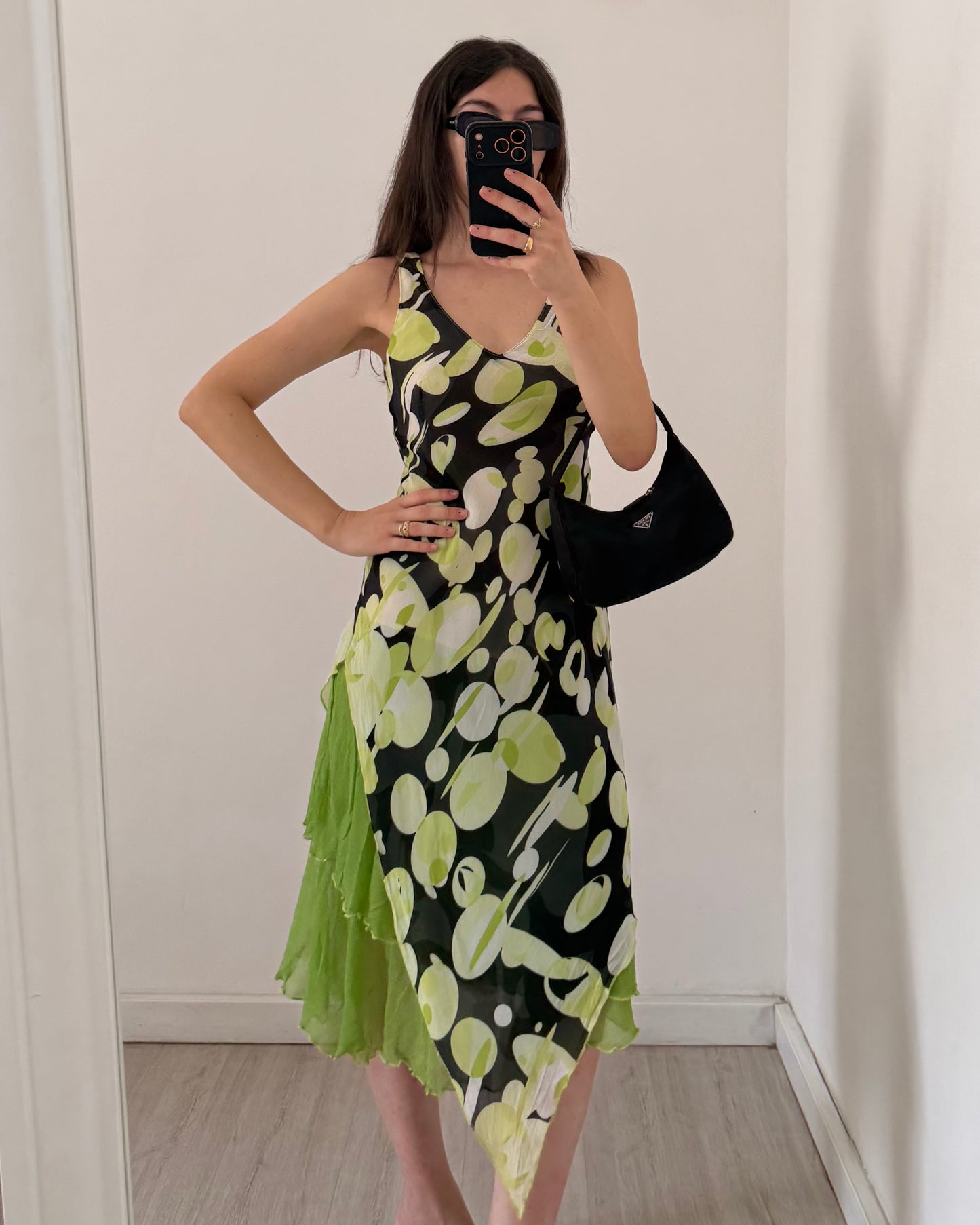 00s asymmetric midi dress