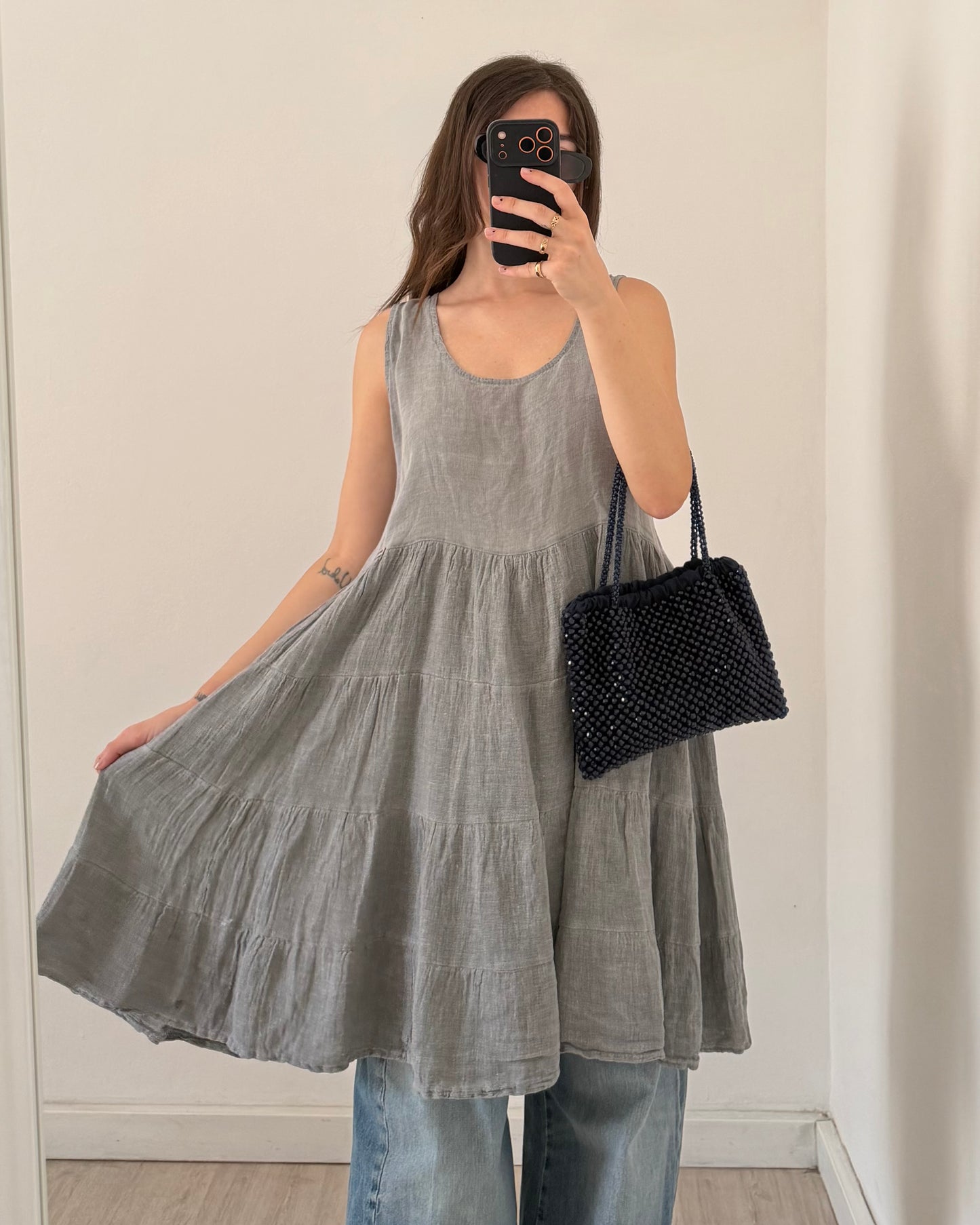 Linen cut out dress
