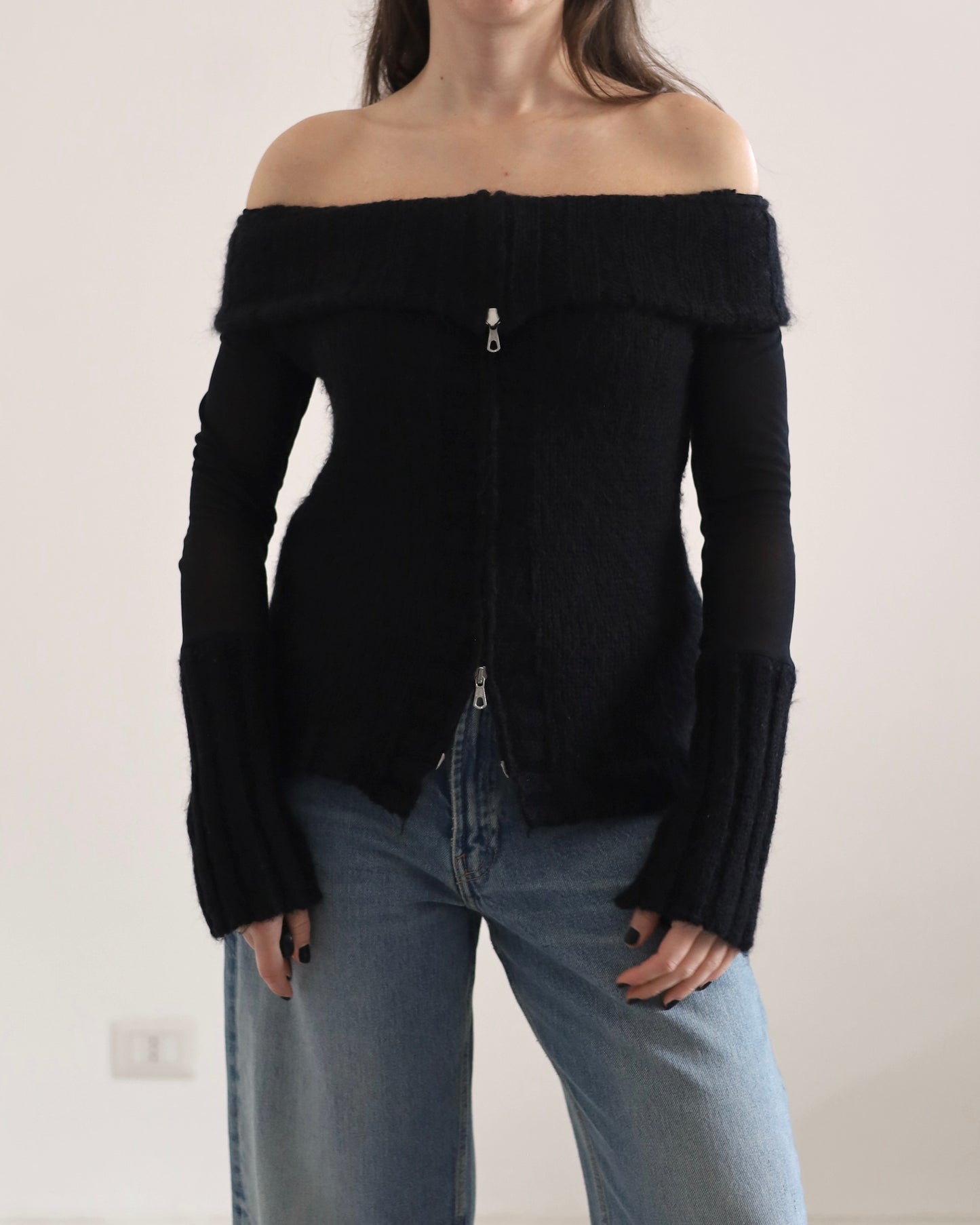 Double zip knit top