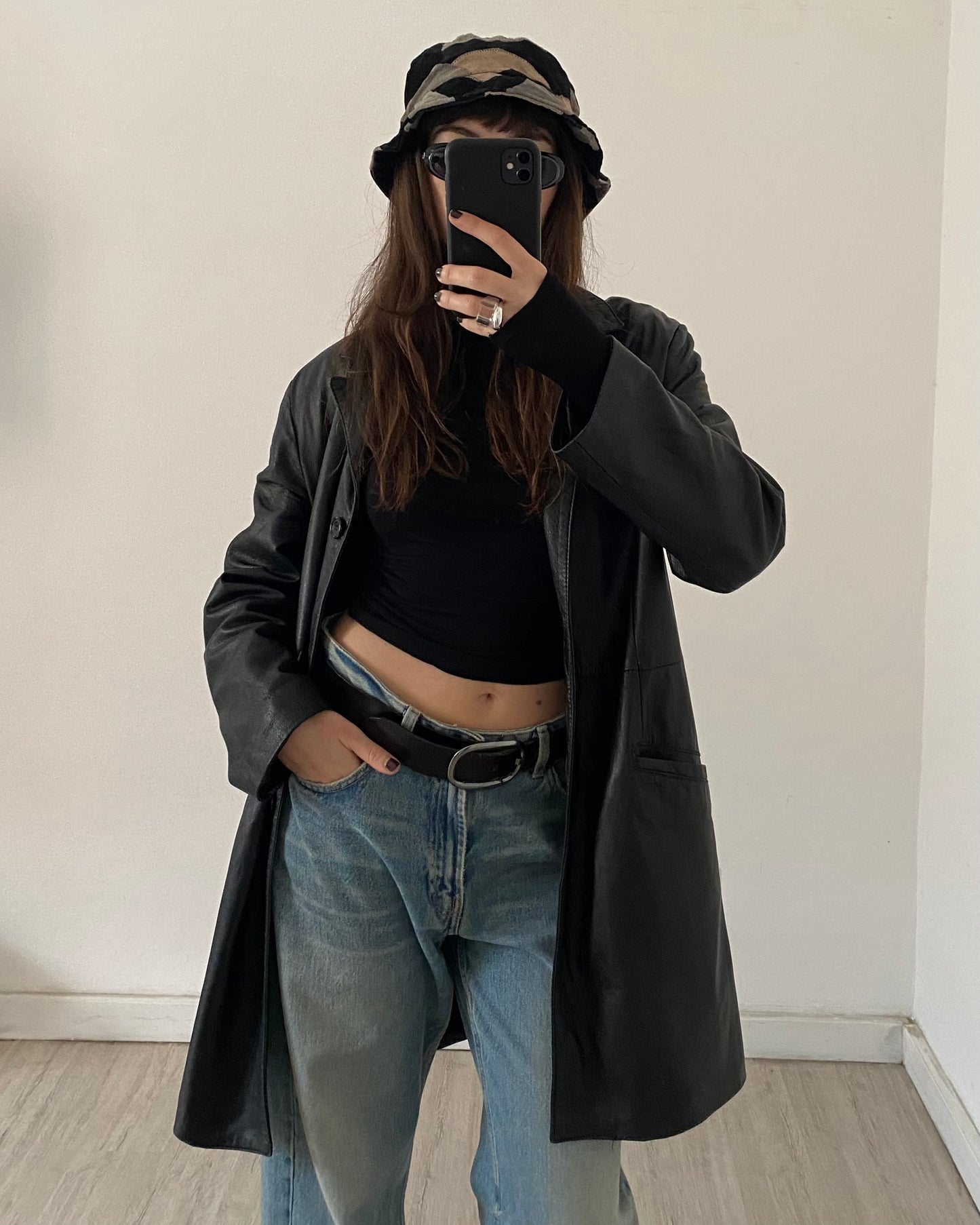 Leather bucket hat