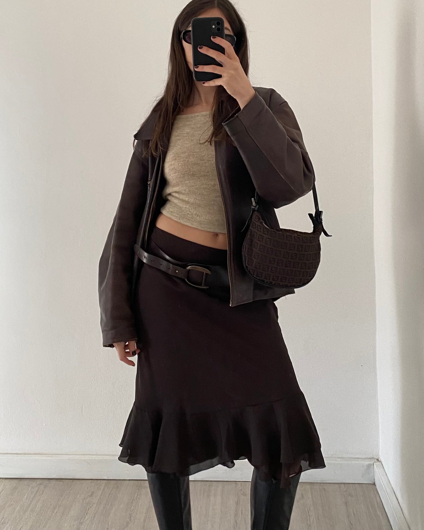 Brown midi skirt