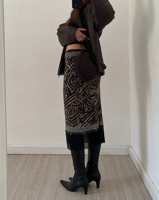 Micro mesh midi skirt