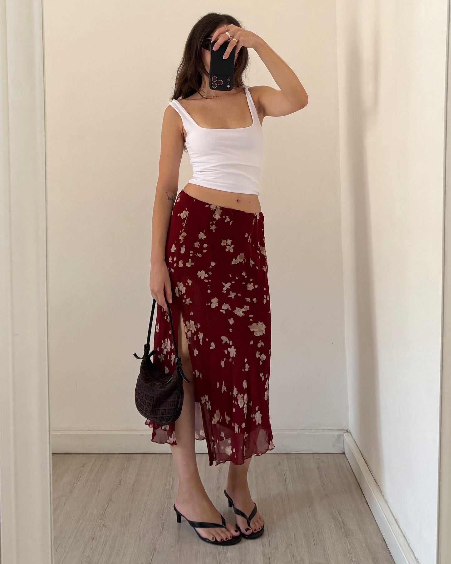 00s Floral midi skirt